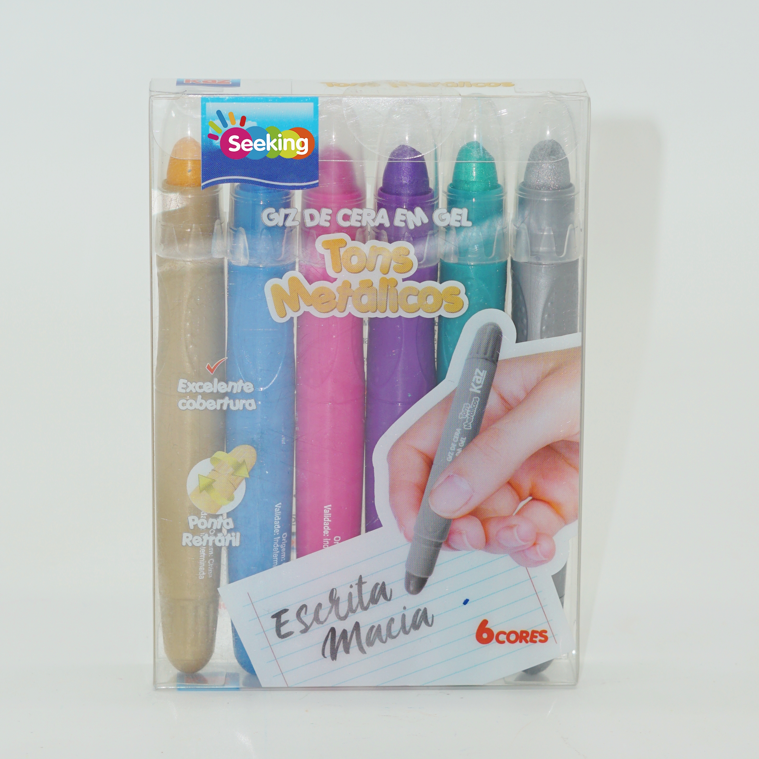 Wholesale 6 Metallic Glitter Colors Non Toxic Gel Wax Crayons for Children Painting Writing 2