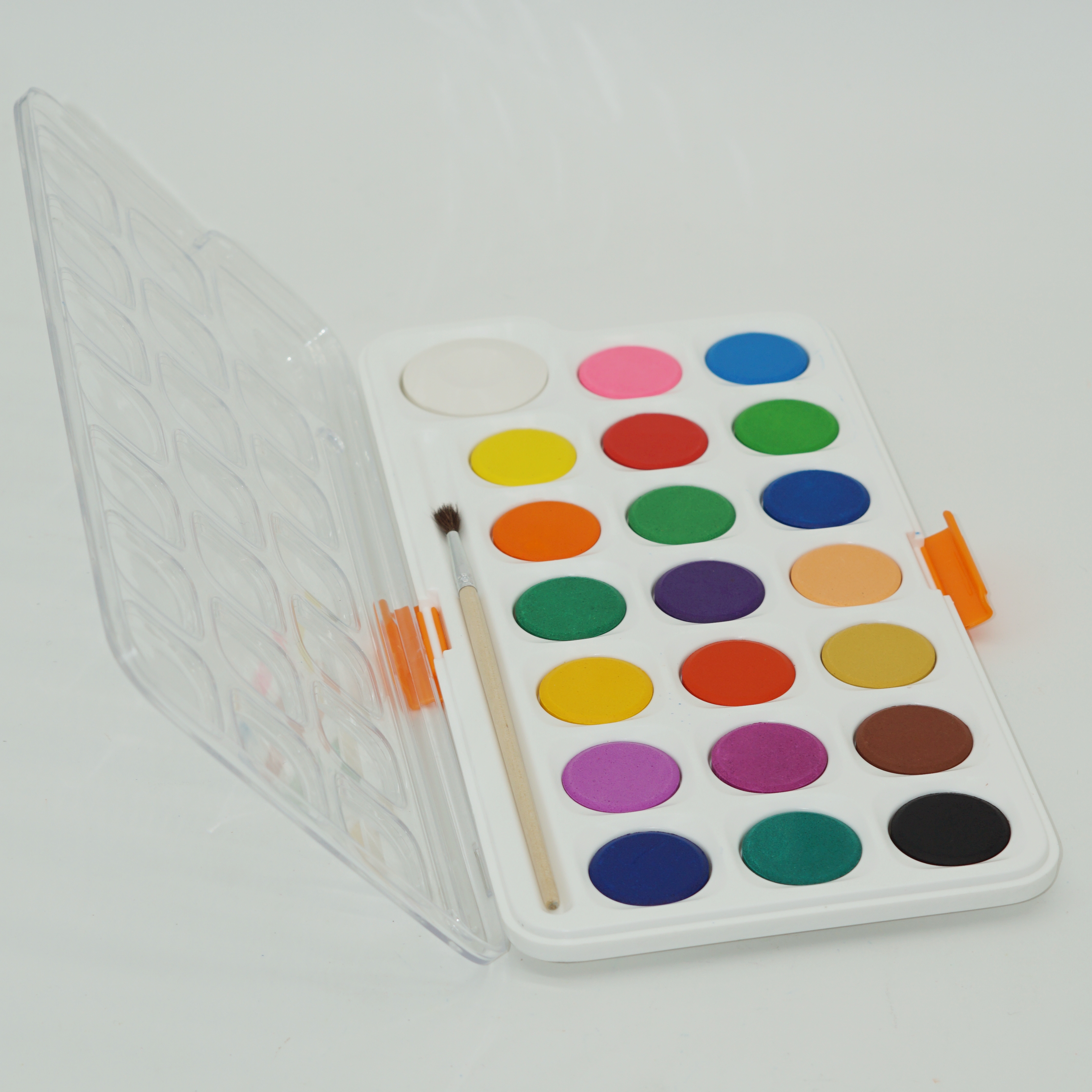 High Quality Wholesale 21 Colors Solid Watercolor Paint Set with Paintbrush 2