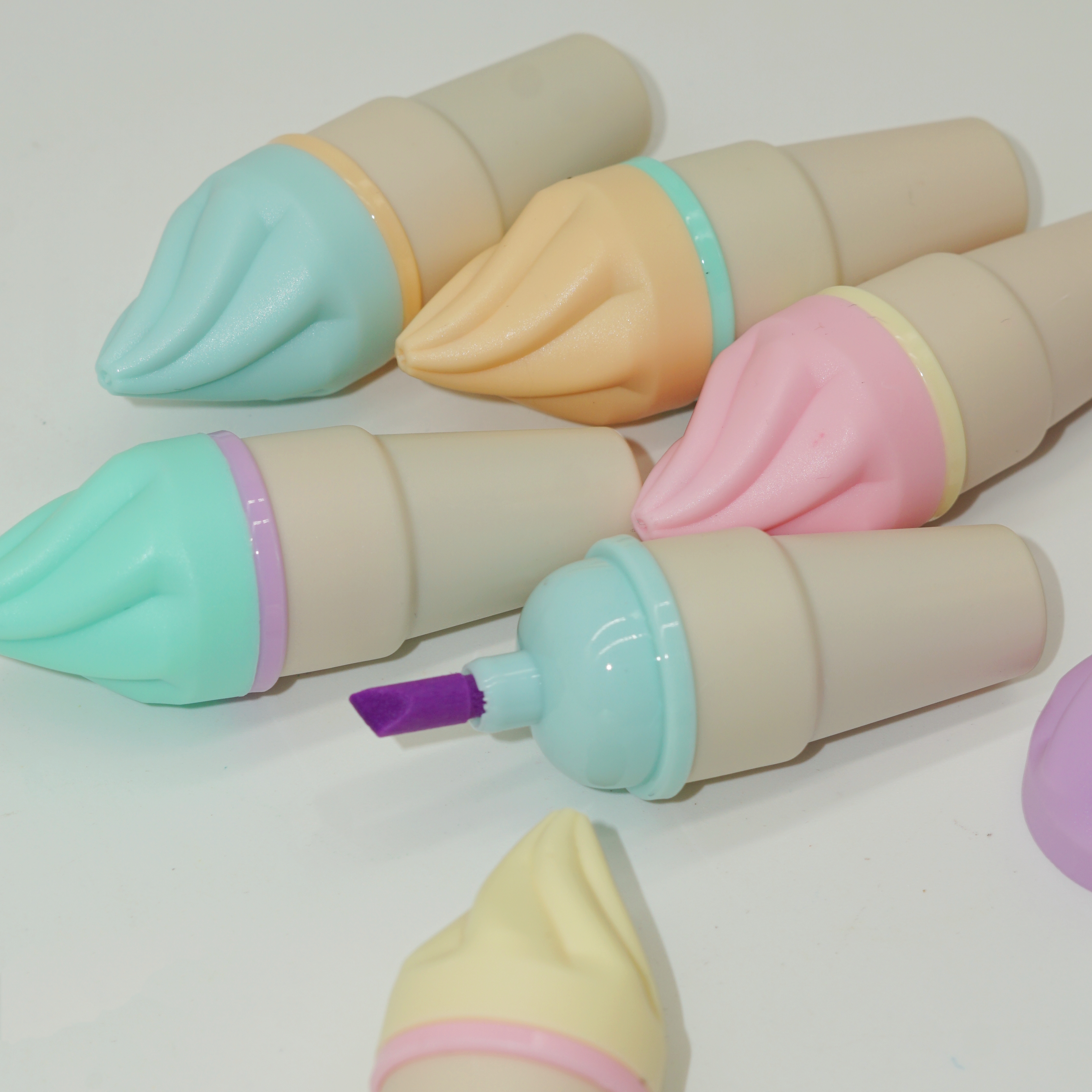 Customized Highlighter Markers Manufacturers Cute Mini Ice Cream Shape Stationery Gift Set 4