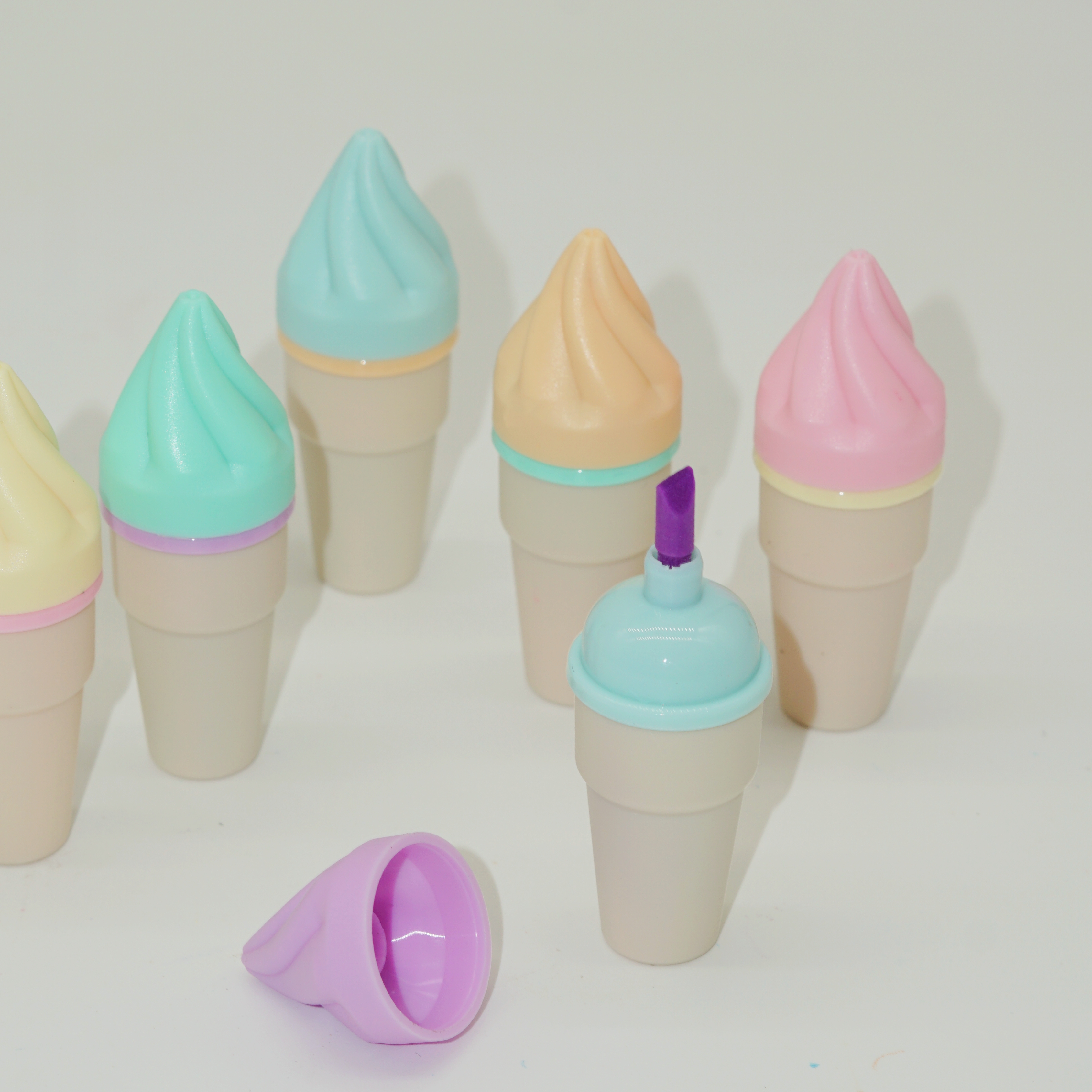 Customized Highlighter Markers Manufacturers Cute Mini Ice Cream Shape Stationery Gift Set 3