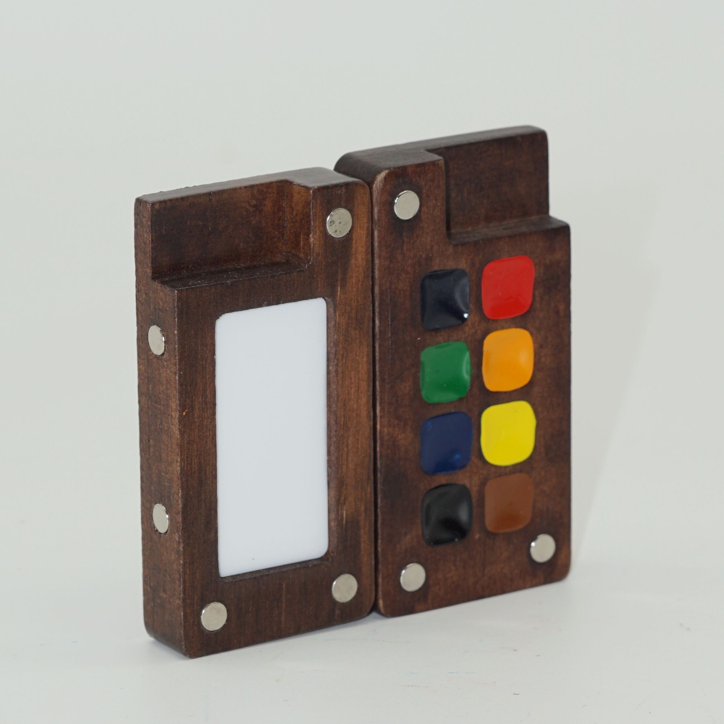 Wholesale Custom 8 Colors Mini Wooden Solid Watercolor Set Handmade easy for carry Draw-paint or Sketch from Nature 5