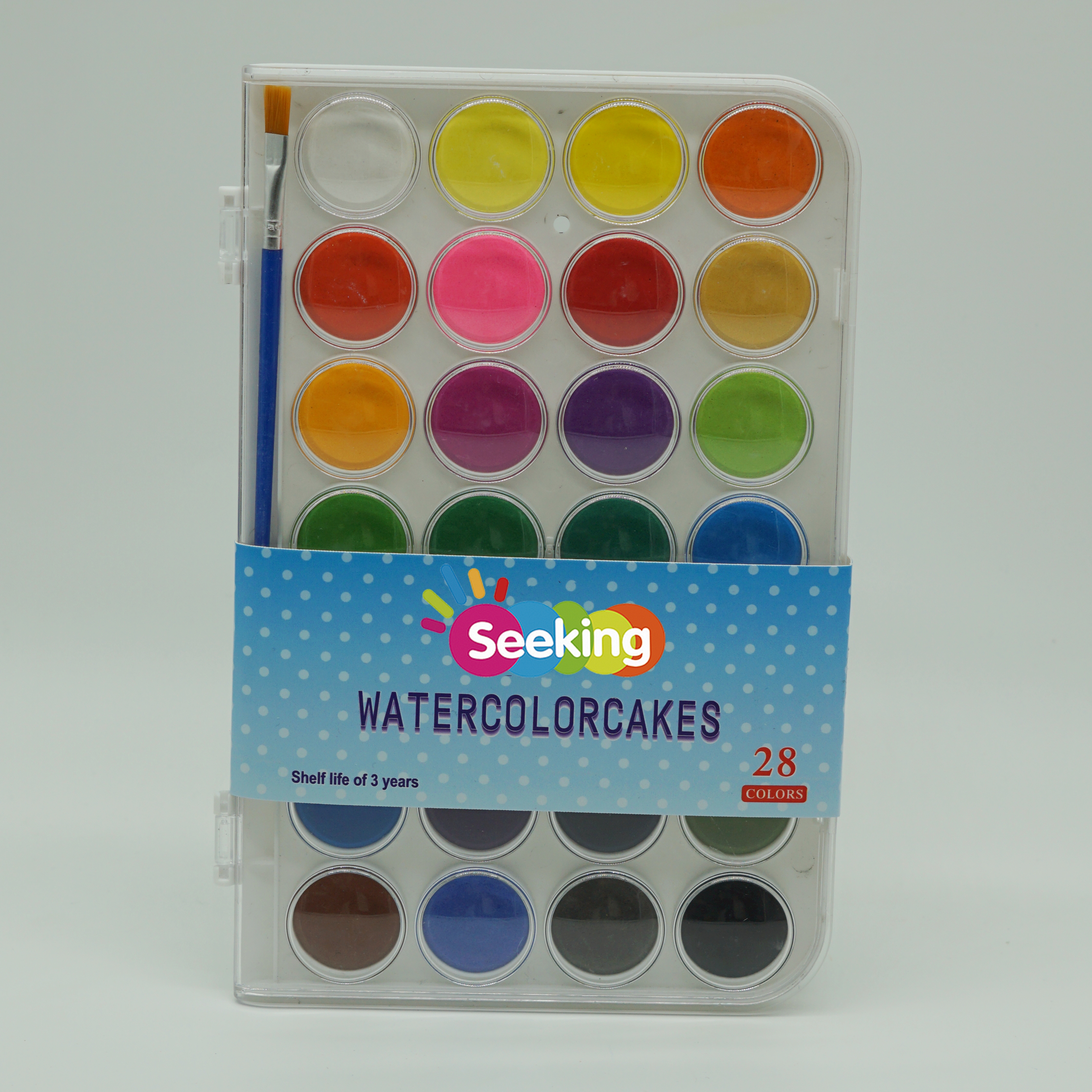 Wholesale 28 Colors Watercolor Cakes Set with Brush 4