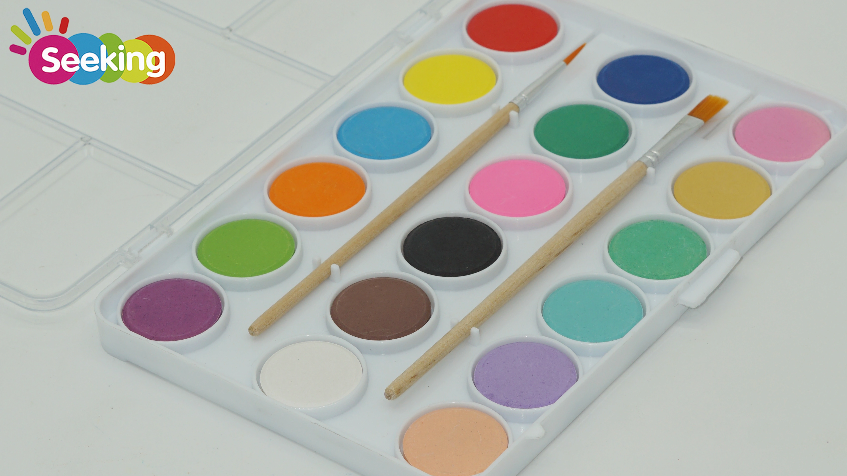 Set de acuarelas sólidas de 18 colores macarrones de alta calidad con 2 pinceles de madera. 1