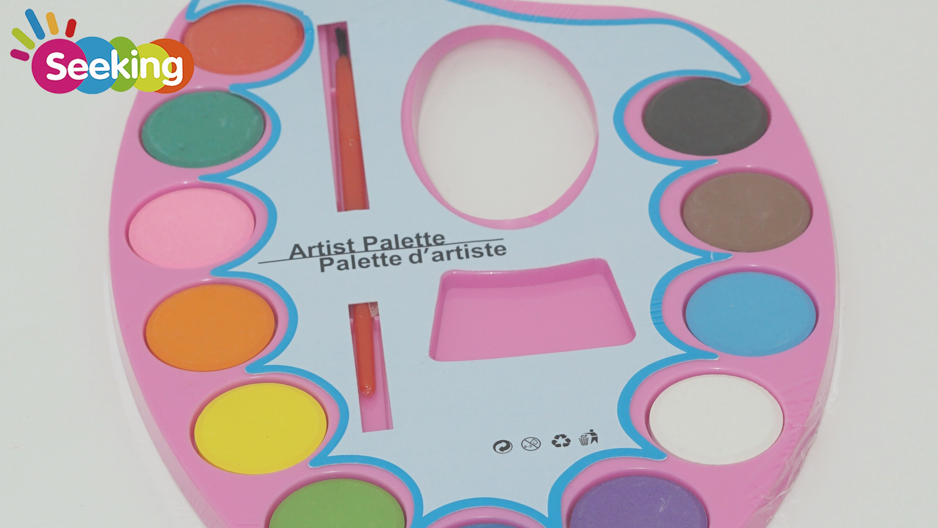 Paleta de acuarela personalizada de alta calidad, color rosa, tamaño grande, 12 colores, con pincel. 1