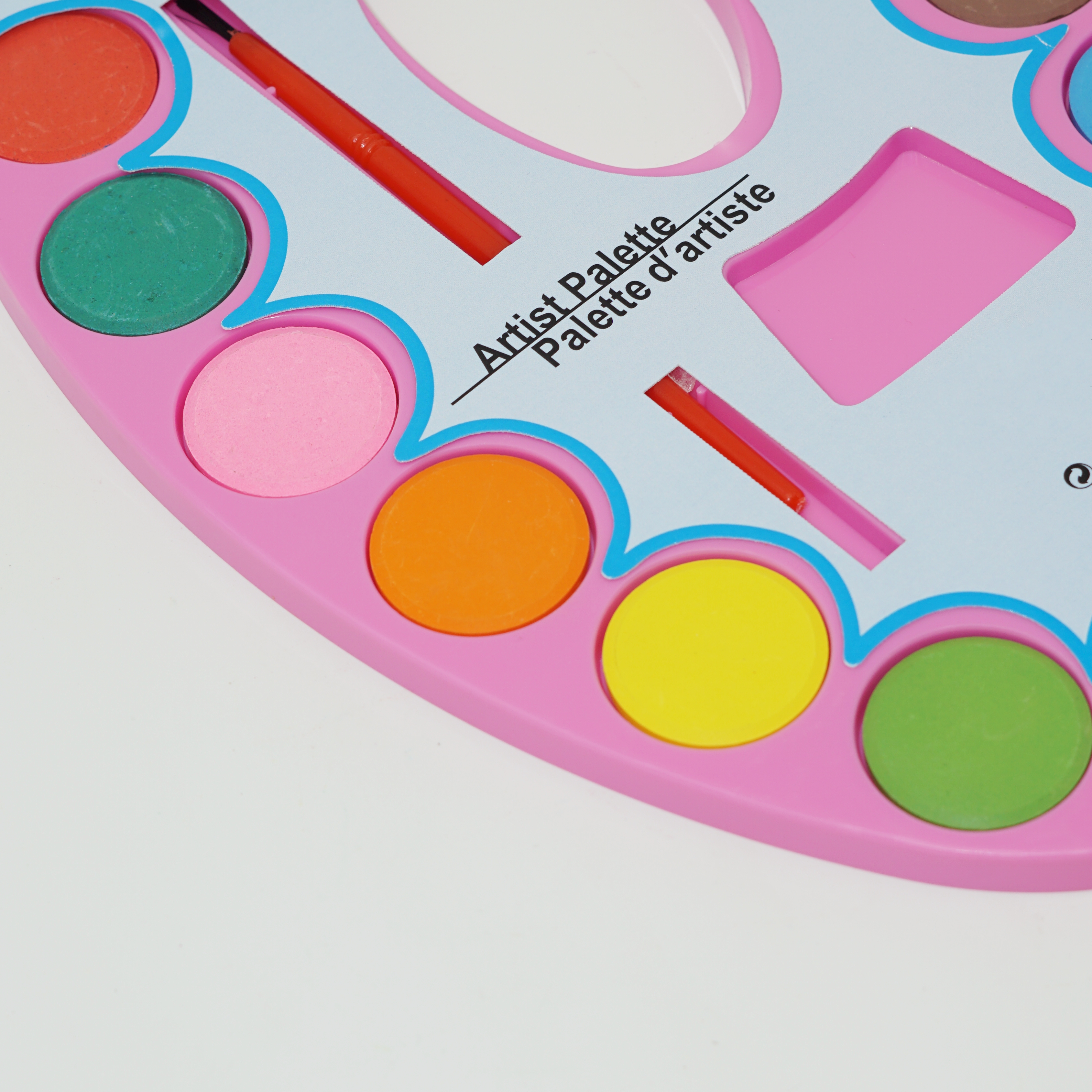 Custom High Quality Artist Pink Palette Shape Big Size 12 Colors Watercolor with Paintbrush 5