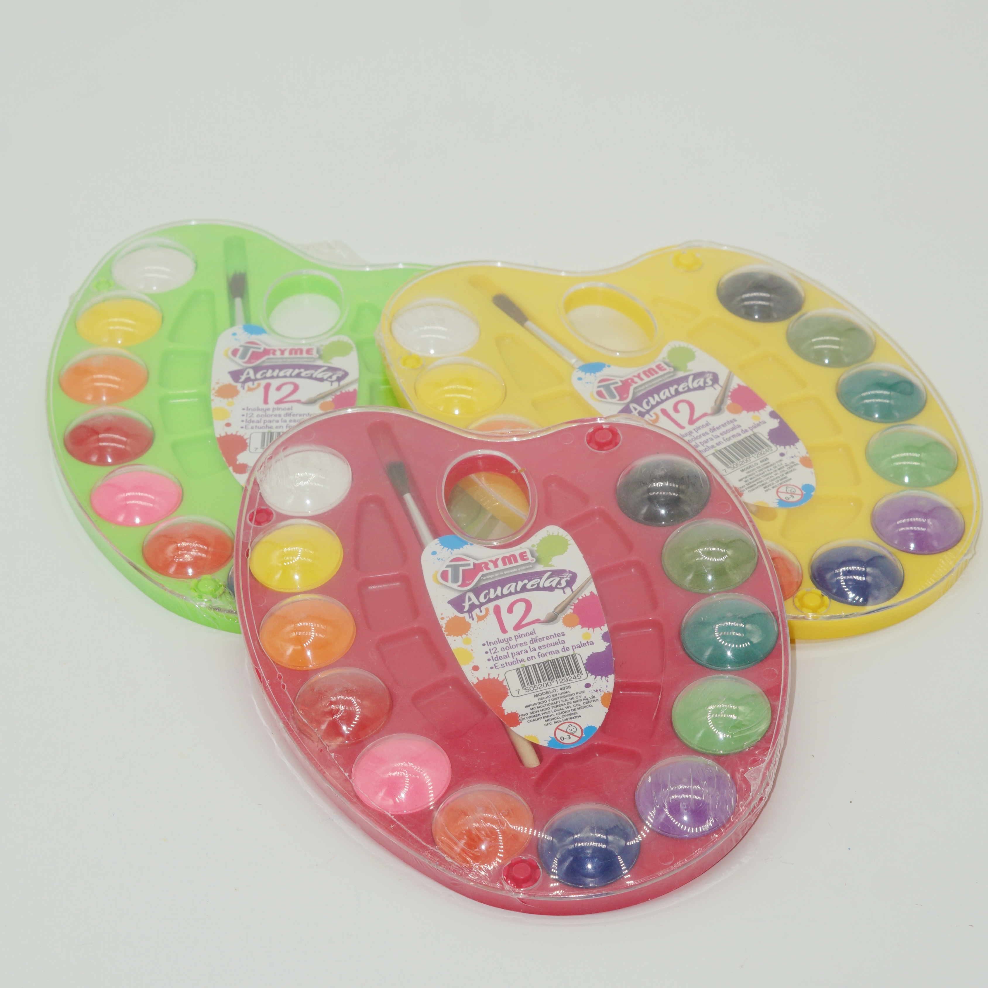 SupplierWholesale Custom Palette Shape Solid Watercolor Set with Paintbrush 4