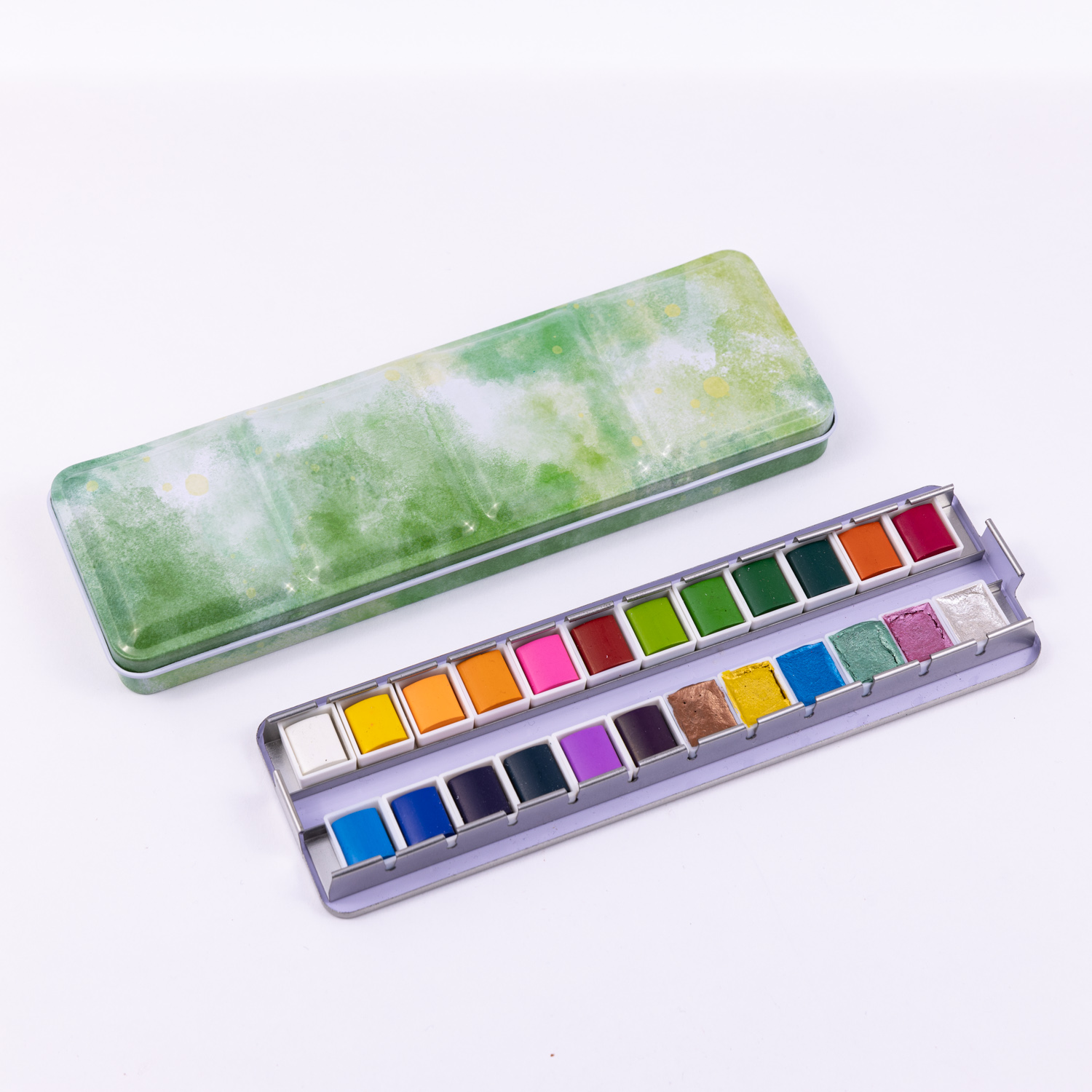 24 Colors Solid Watercolor Paint Set In Four-Colors Rendering Tin Box 3