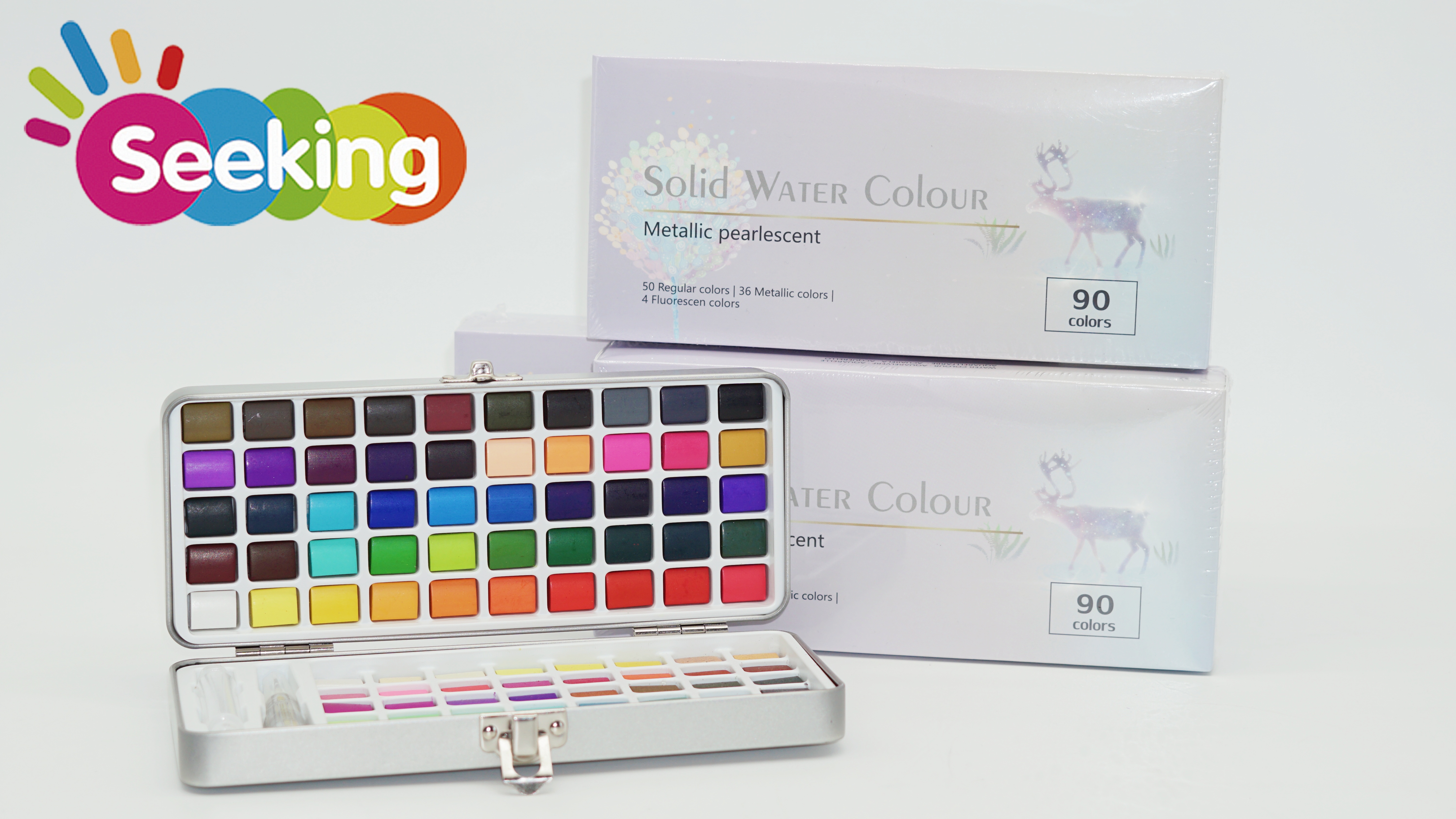 90 Colour Tin Box Watercolour With A Brush Pen