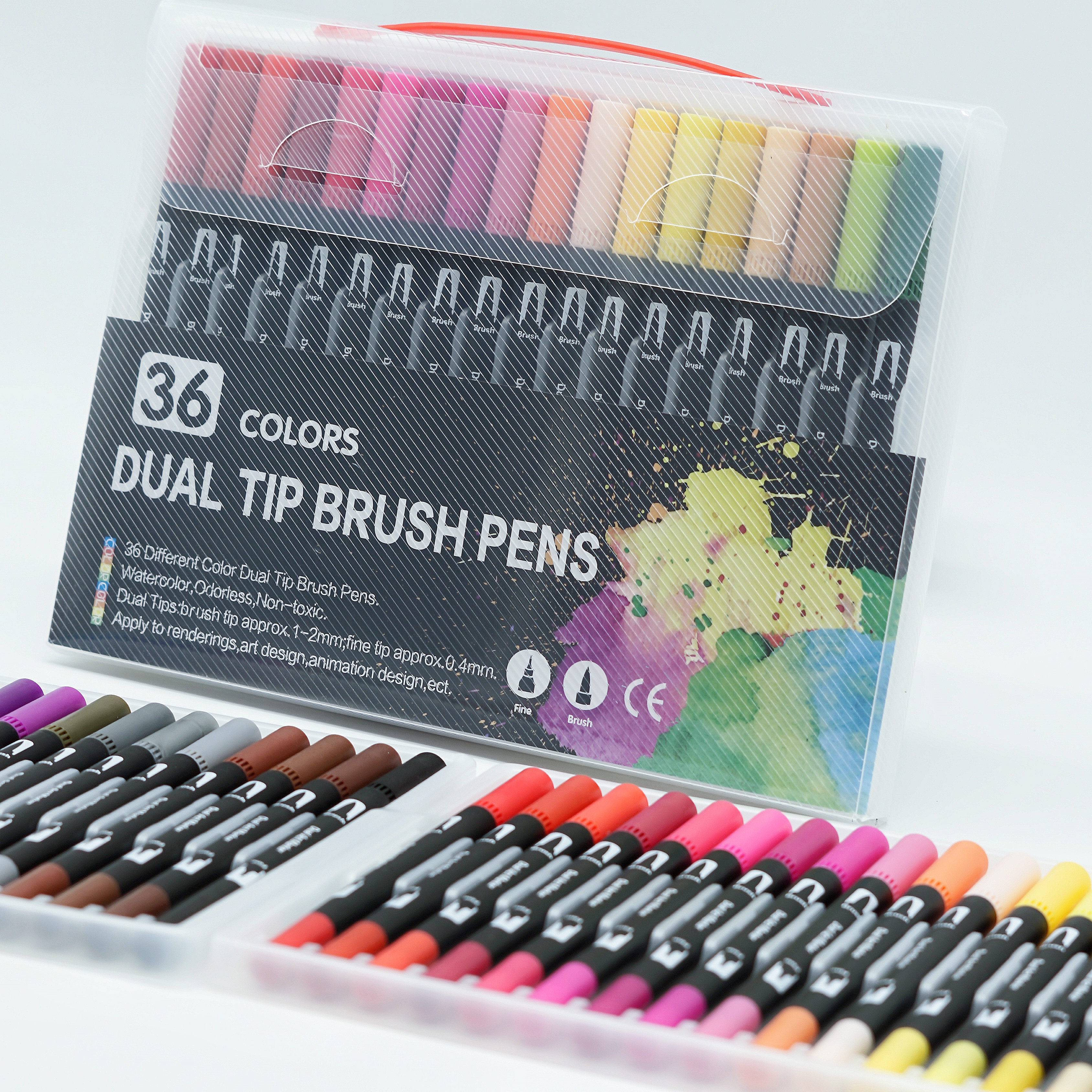 36 Colors Dual Tip Brush Pens with Brush Tip and Fine Tip 7