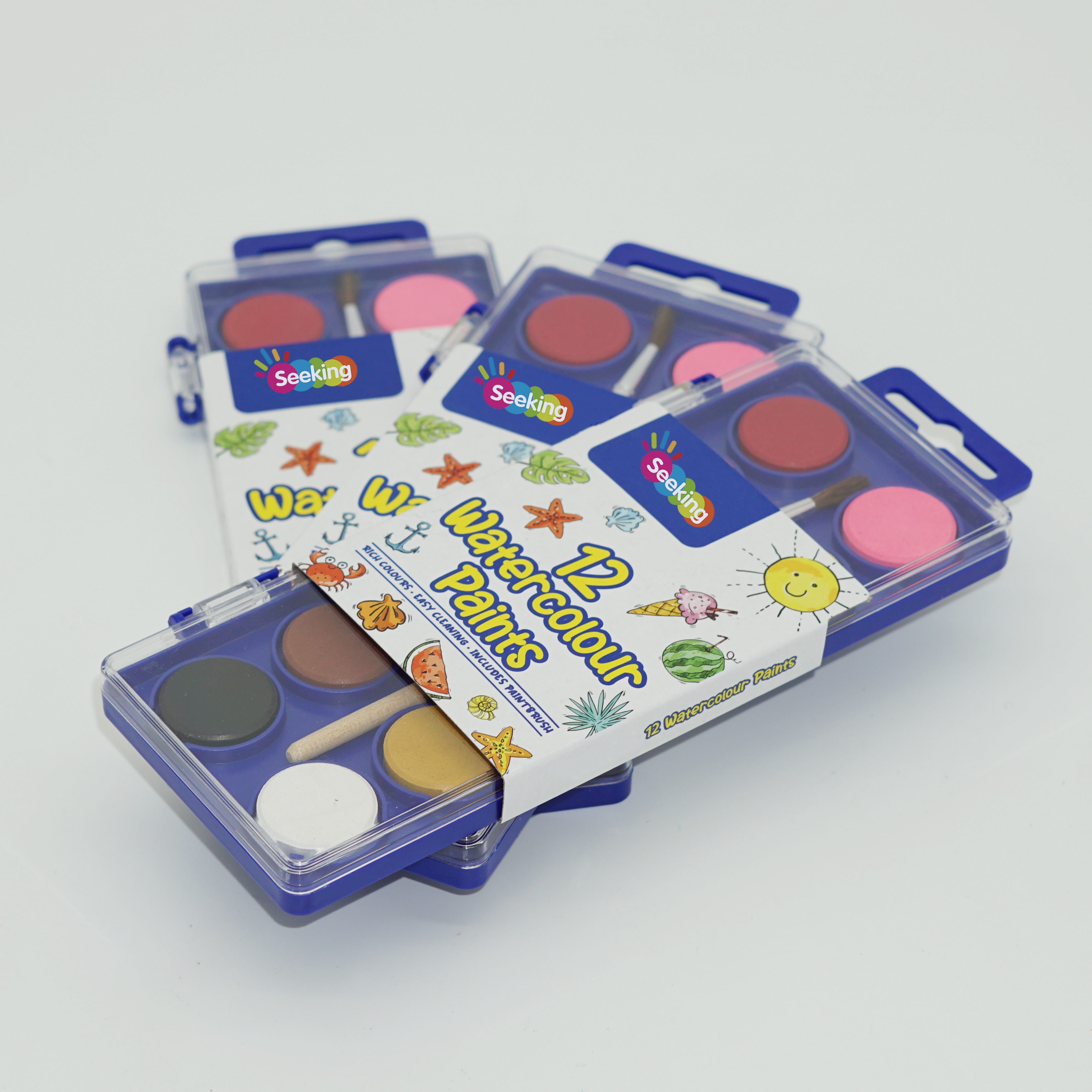 Wholesale 12 Rich Colors Solid Watercolour Paints Easy Cleaning Including Paintbrush with low price 1