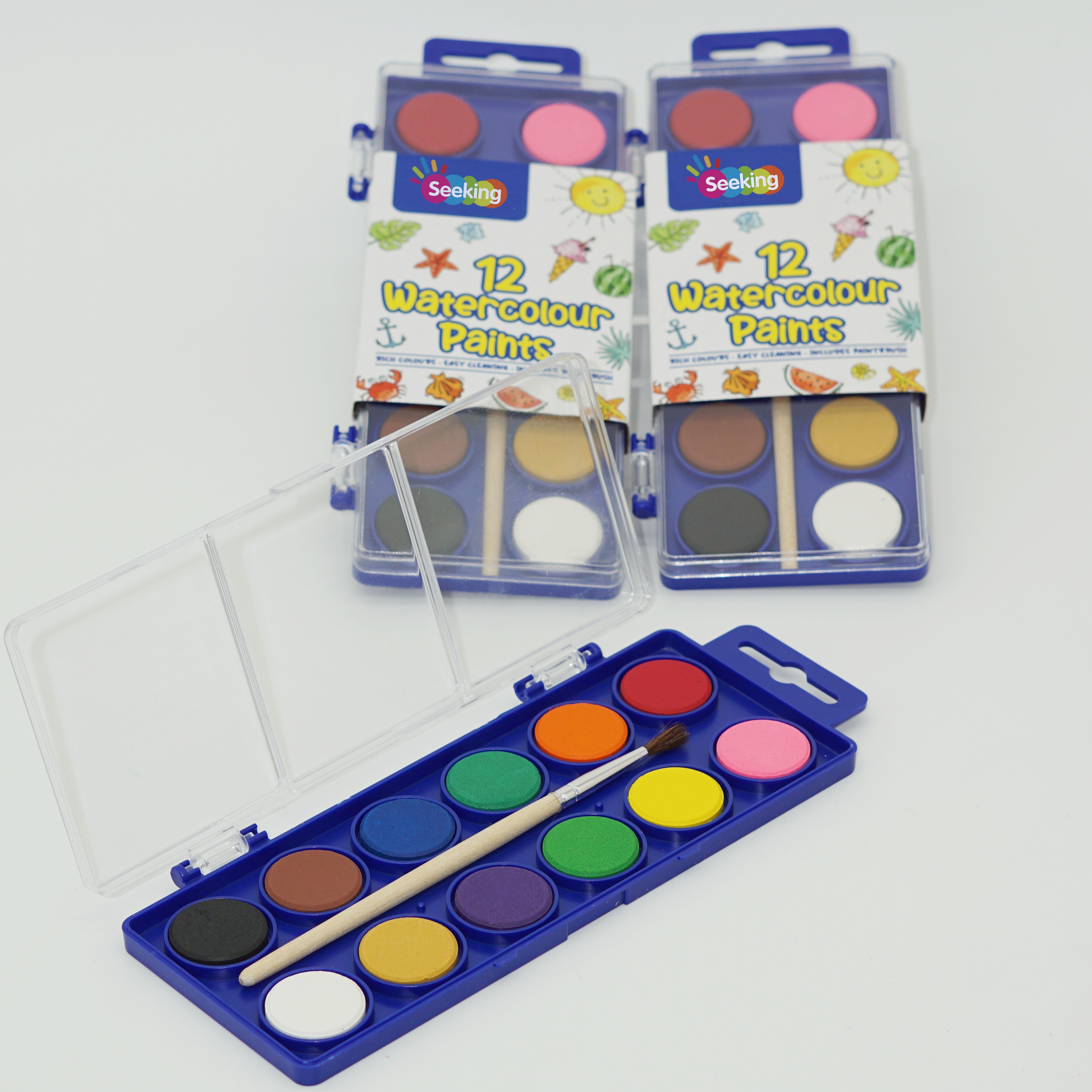 Wholesale 12 Rich Colors Solid Watercolour Paints Easy Cleaning Including Paintbrush with low price 2