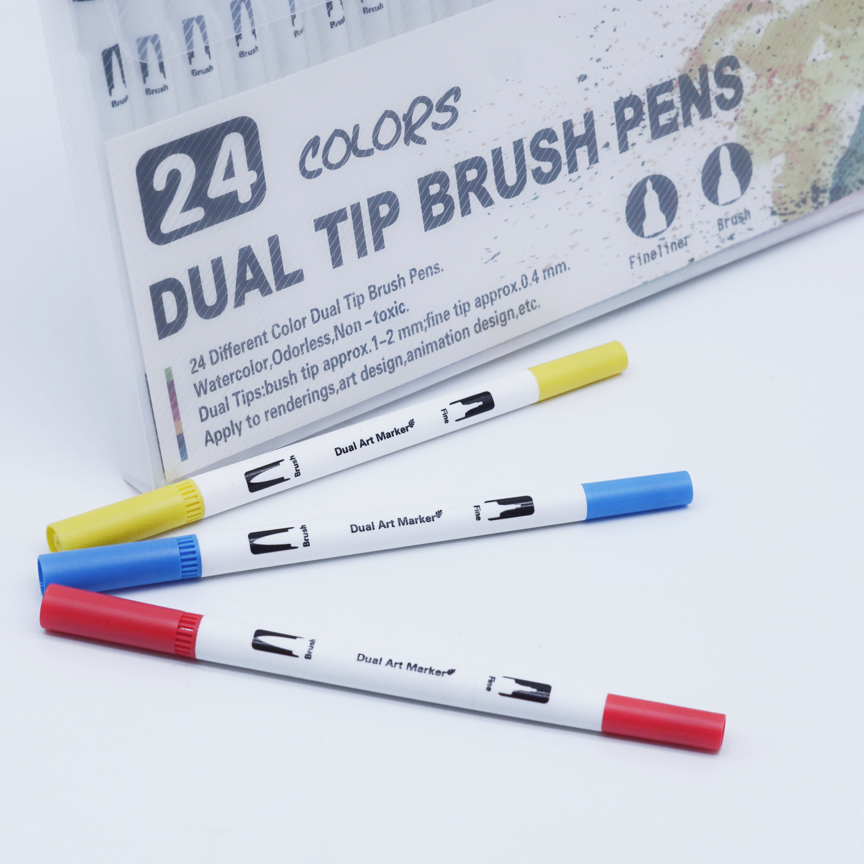 24 Colors Dual Tip Brush Pens Double-ended Watercolor Pens Products 8