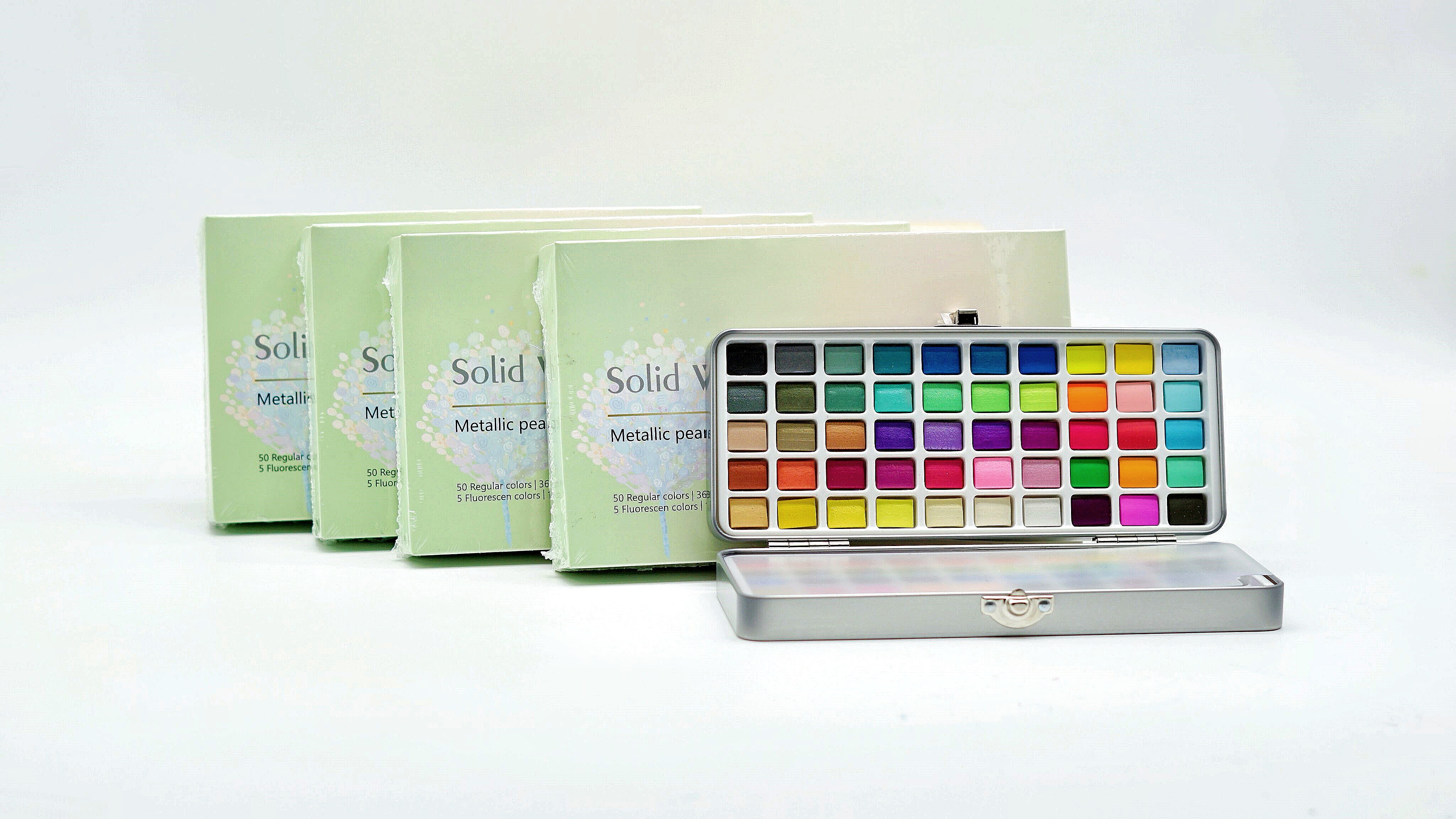 100 COLORS SOILD WATER COLOR METALLIC PEARLESCENT 1