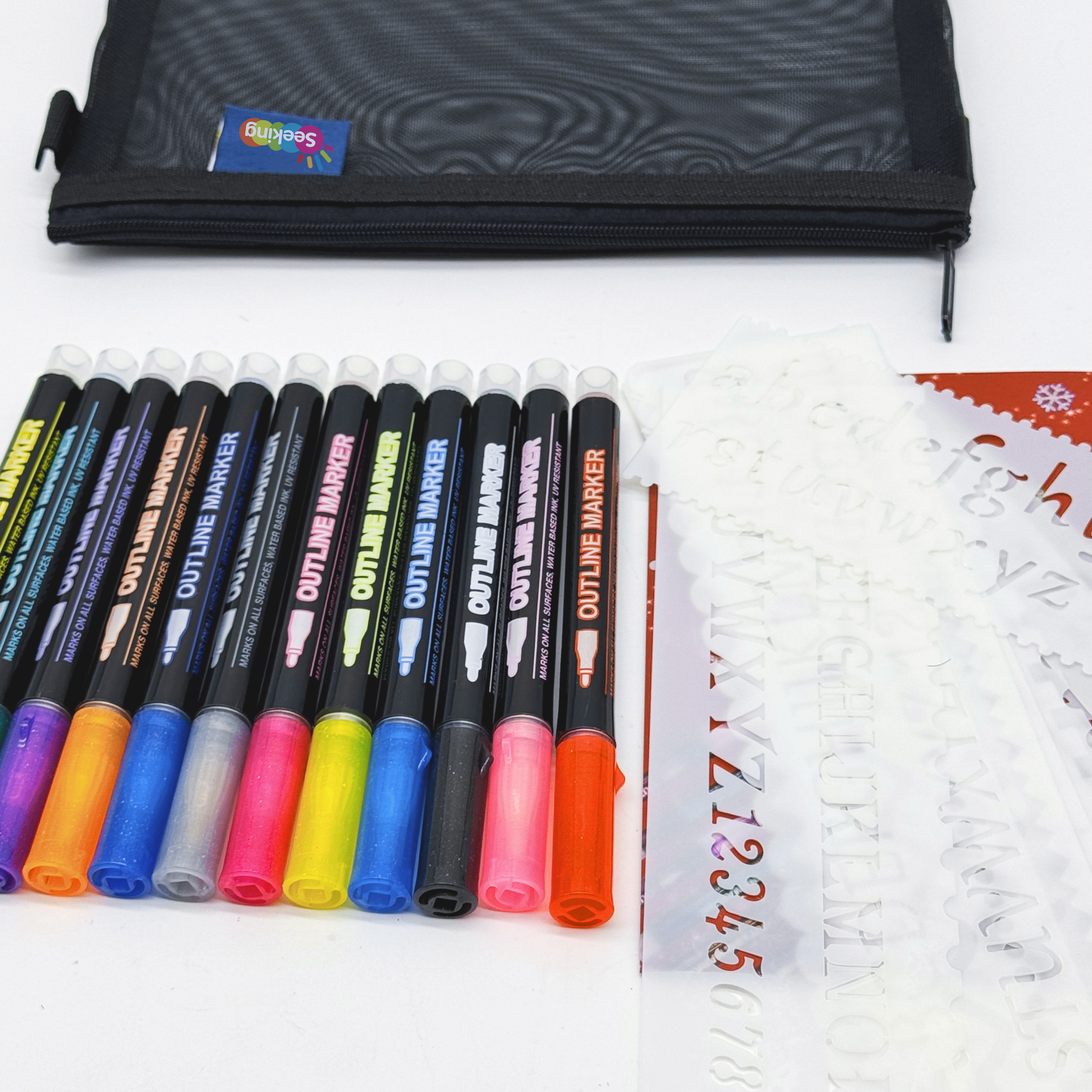12 Colors Outline Markers Pens Gift Packaging Set 7