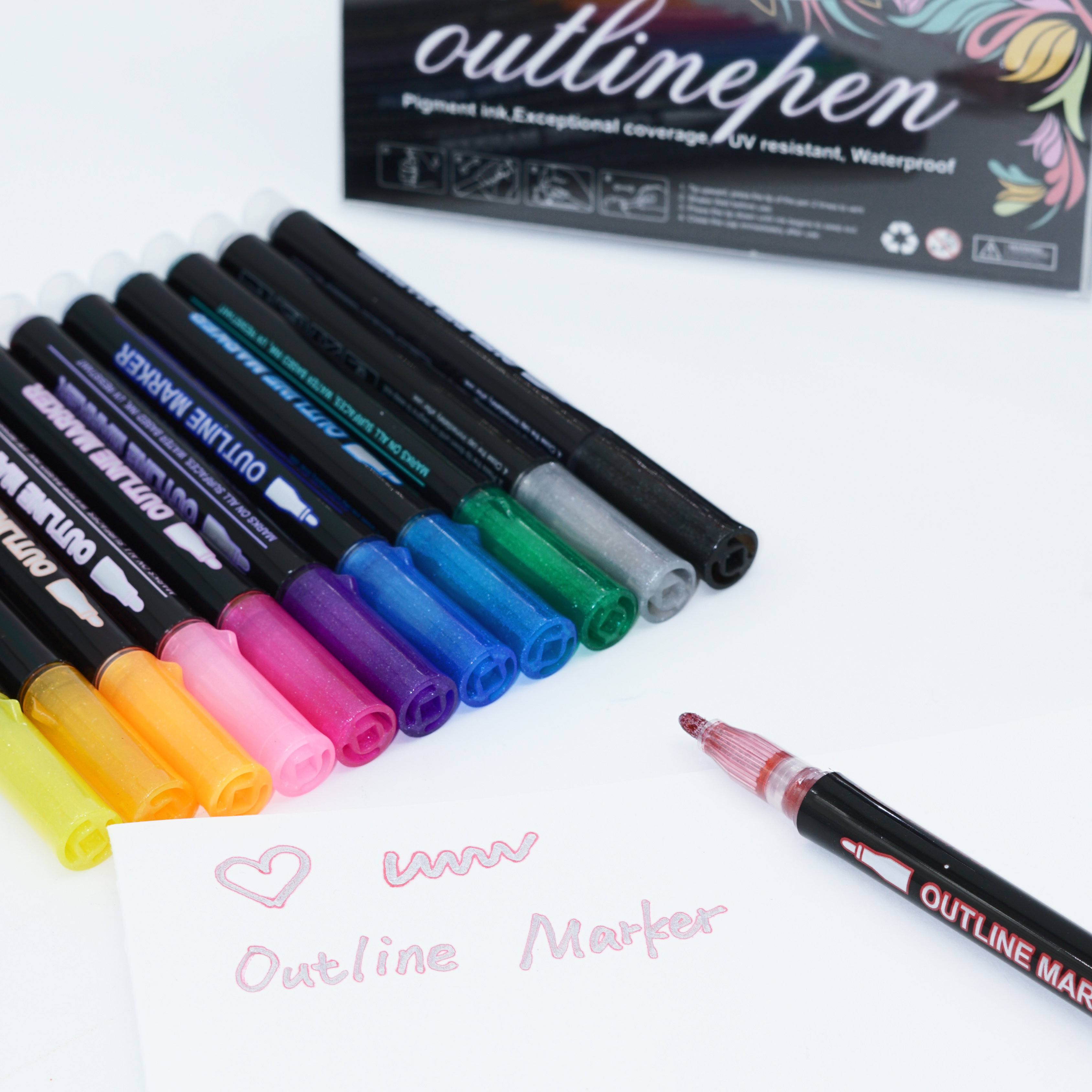 12 Colors Outline Markers Pens Gift Packaging Set 6