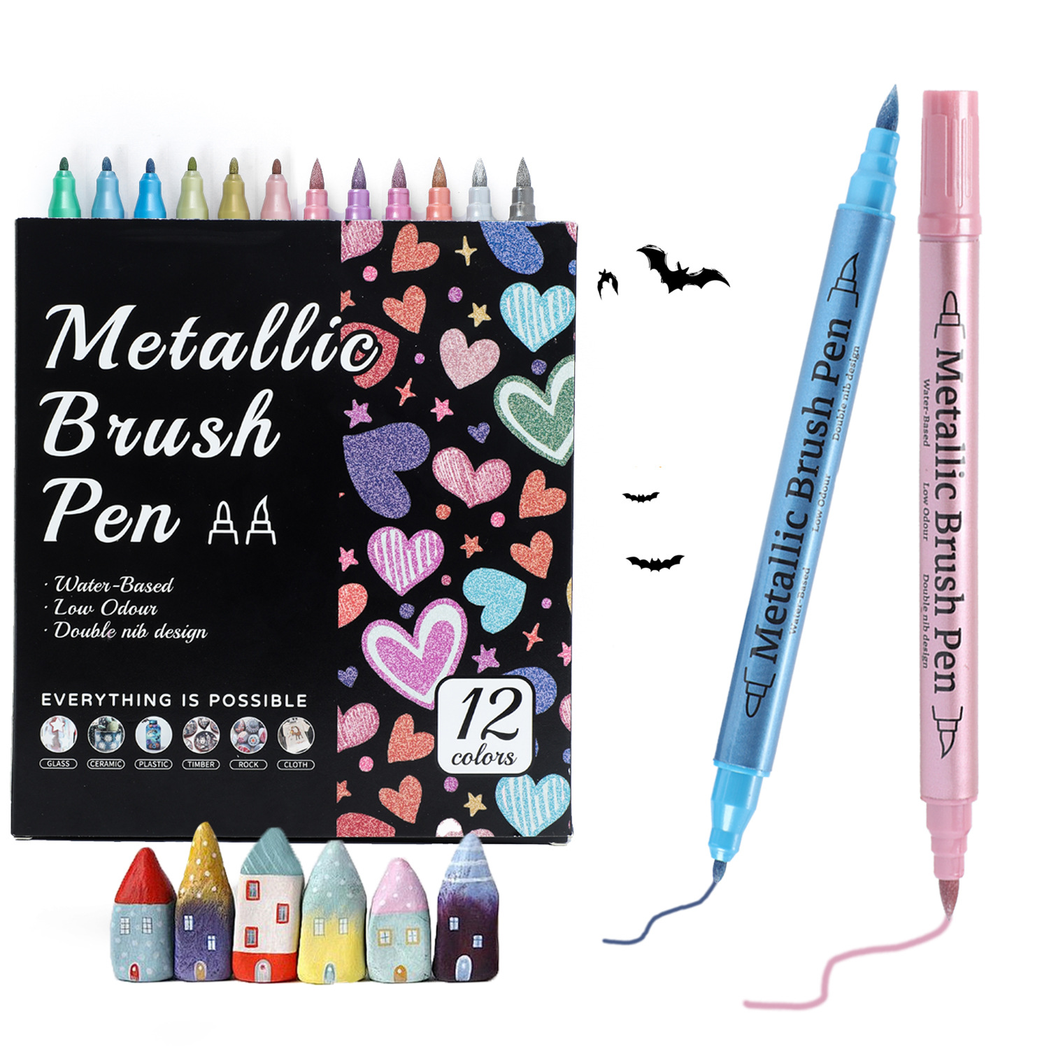 Double Brush Tips Metallic Acrylic Ink Marker Pen Graffiti Flash Color Paint DIY Waterproof Art Manufacturer 6