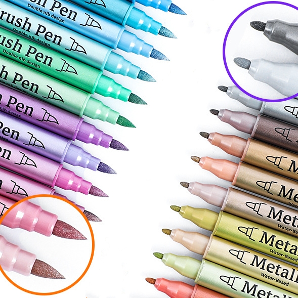 Double Brush Tips Metallic Acrylic Ink Marker Pen Graffiti Flash Color Paint DIY Waterproof Art Manufacturer 2