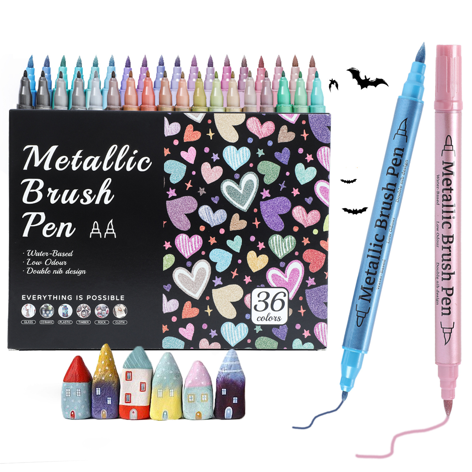 Double Brush Tips Metallic Acrylic Ink Marker Pen Graffiti Flash Color Paint DIY Waterproof Art Manufacturer 8
