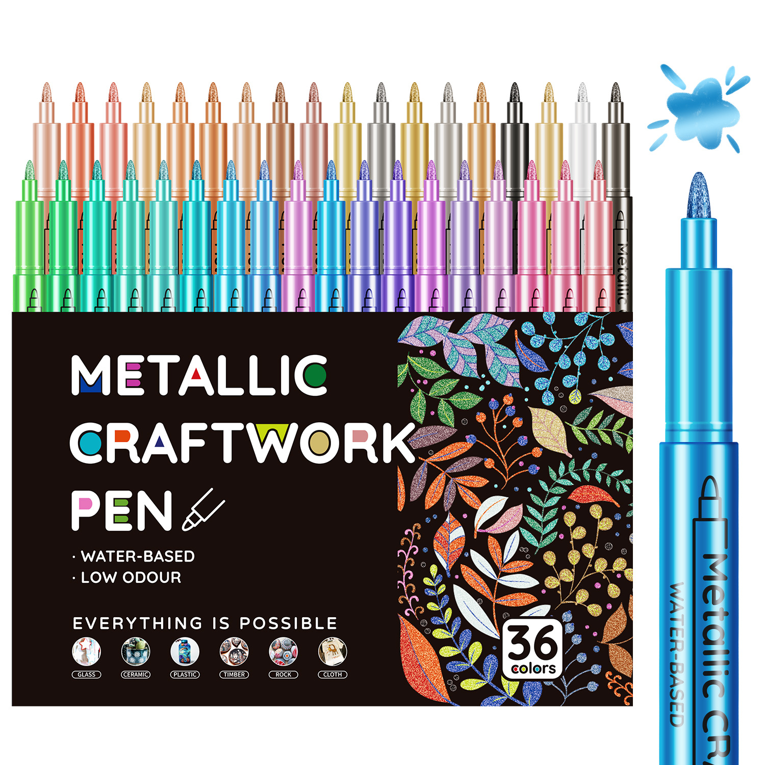 Quick Shipment Wholesale 12/24/36 Colors Metallic Craft Pen Acrylic Marker Sign-in Greeting Card Album DIY 9
