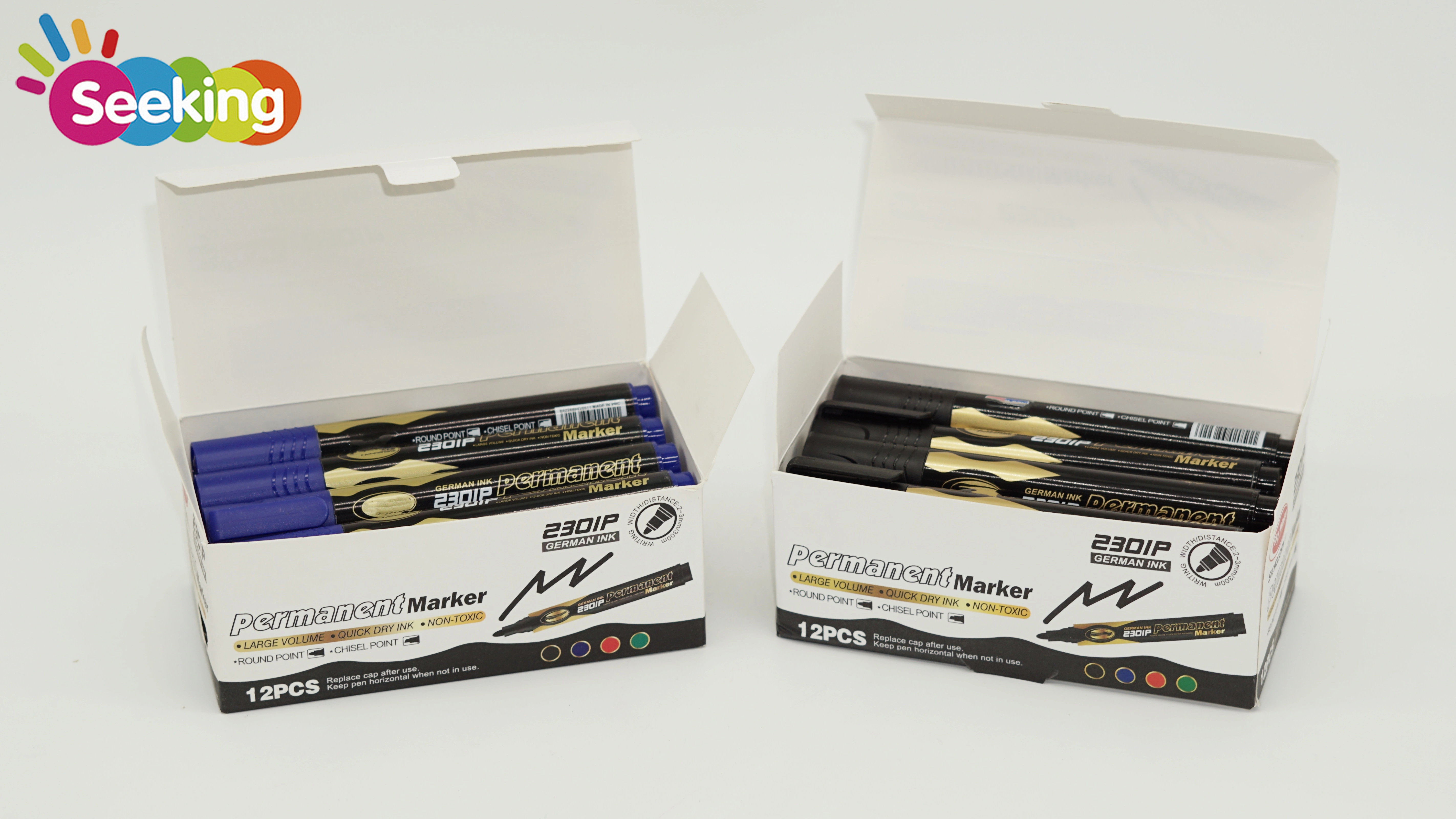Lot de 12 marqueurs permanents personnalisés à grande capacité d'encre, fabricant professionnel 1