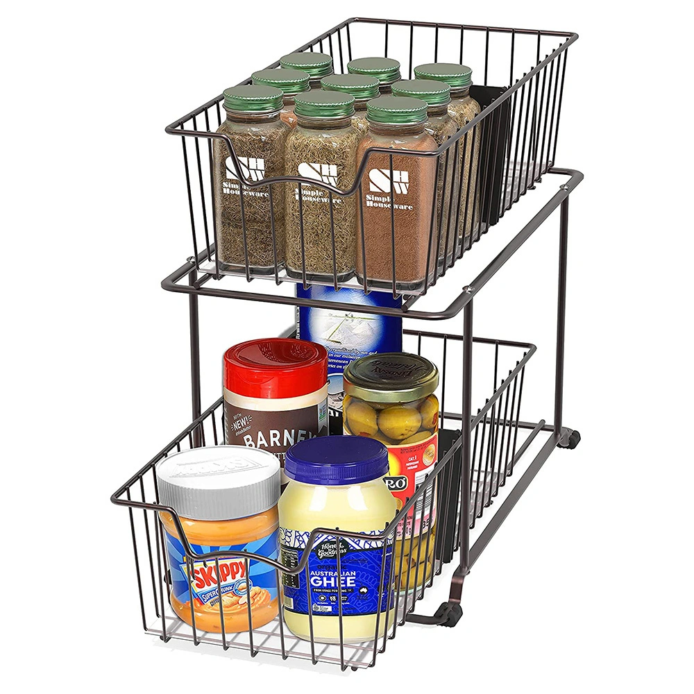 2-Tier Sliding Wire Basket Organizer - Space Saving Cabinet Drawer SH-KI23049 1