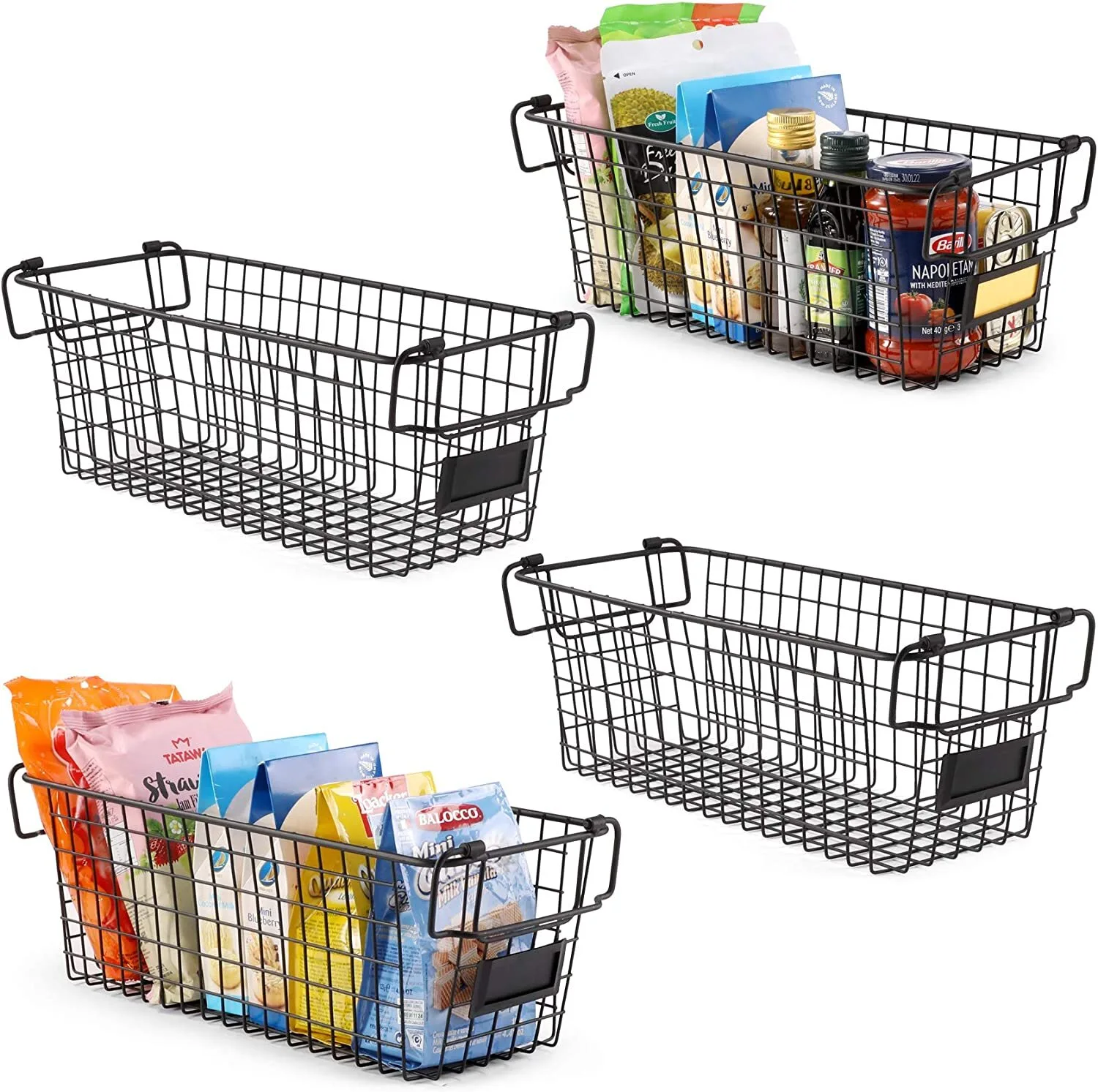 4 Pack Stackable Storage Wire Baskets SH-KI23050 1