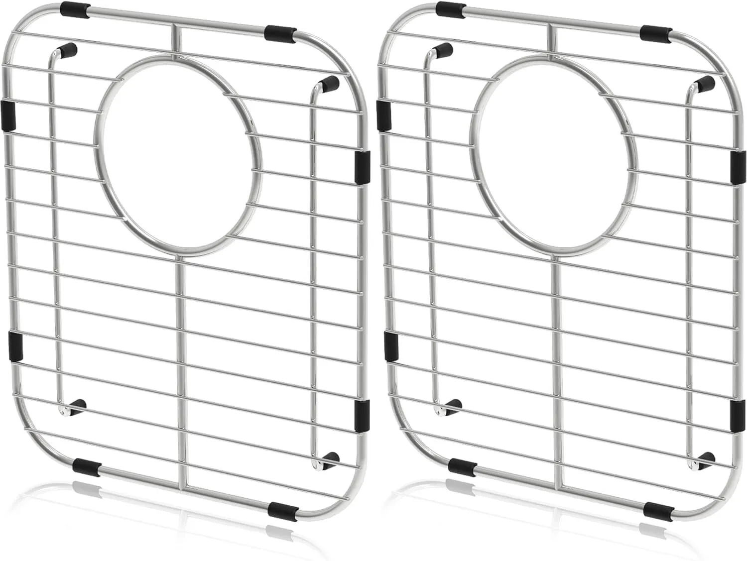 Sink Protectors for Kitchen Sink, Universal Double Bowl Sink Bottom Grid  304 Premium Stainless Steel Kitchen Sink Protector Grid Sink Grate Rack Rear Drain 2 Packs 1