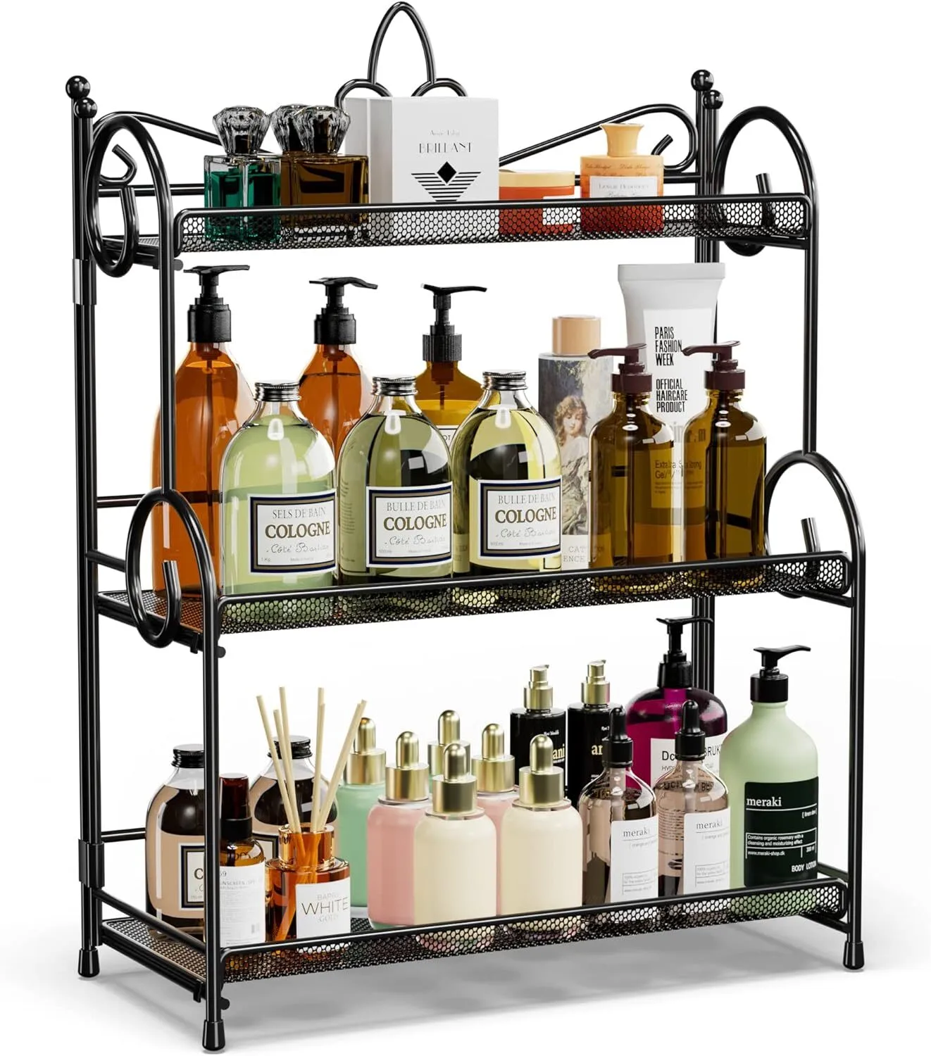 3 Tier Spice Rack Organizer, Counter Organization and Storage for Bathroom, Kitchen, Bedroom, Offices, Foldable 1