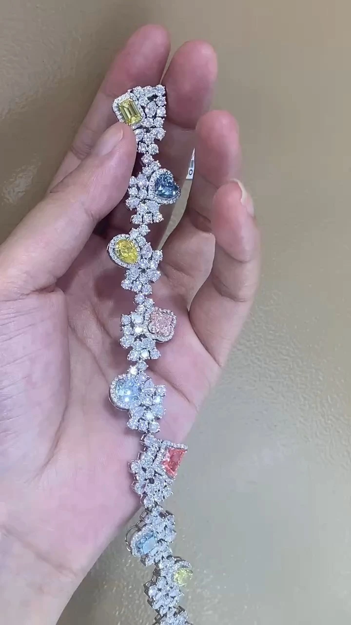 18K White Gold Rainbow Sugar Bracelets Colorful Design Different Style for Summer Holiday 1