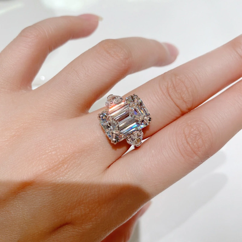 18K White Gold Lab Grown Emerald-Cut Excellent VS1 Clarity Engaged Diamond Ring 1