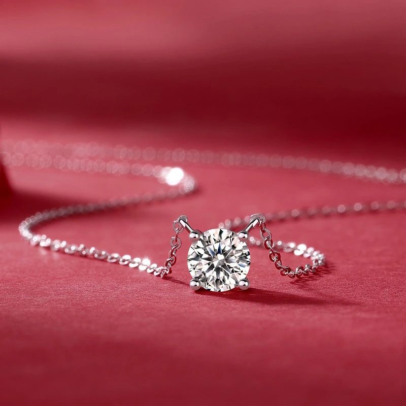 Lab Grown Excellent VS1 Clarity  Round-Cut Diamond Necklace 1