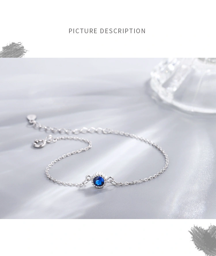 Lab-Grown Blue Round-Cut Excellent VS1 Clarity Diamond Bracelet 1