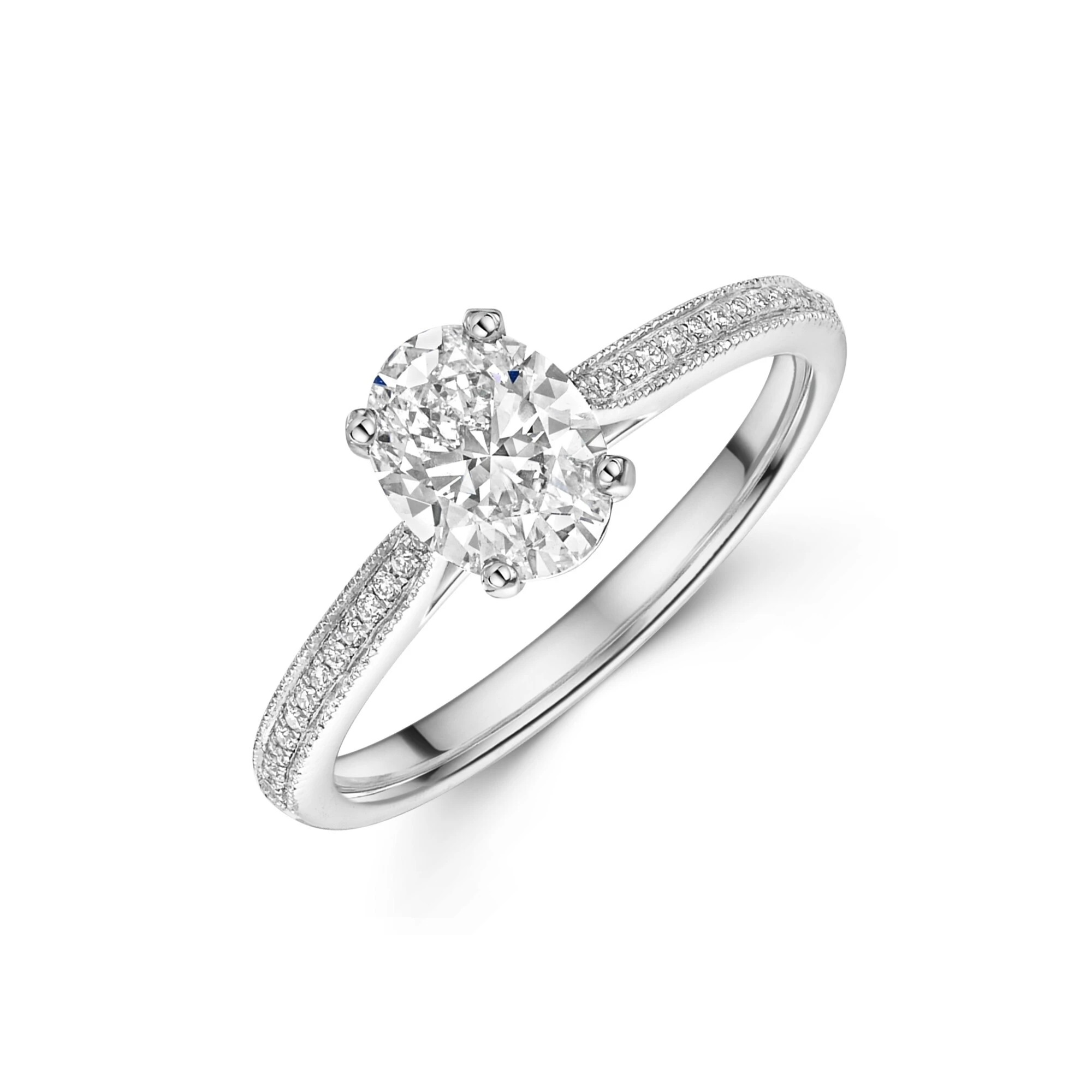 Lab-Grown Oval-Cut VVS2 Clarity Excellent Cut Brilliant Shoulders Diamond Ring 1