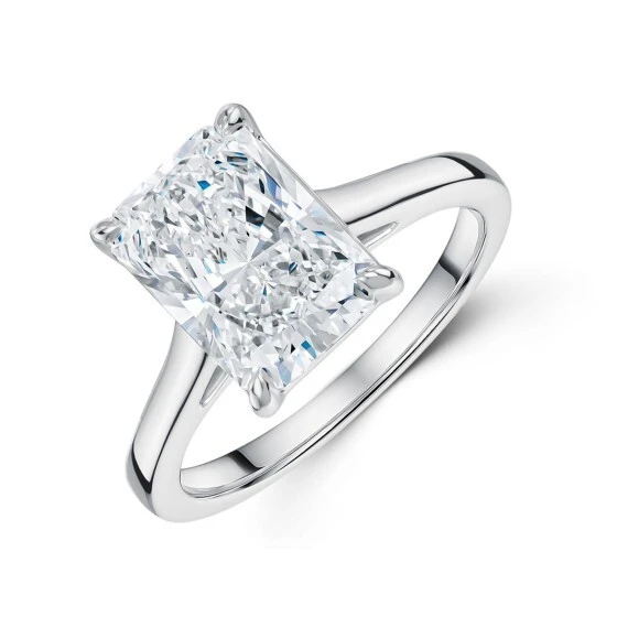 Lab Grown Radiant Cut Excellent VVS2 Clarity With 18K White Gold Diamond Ring 1
