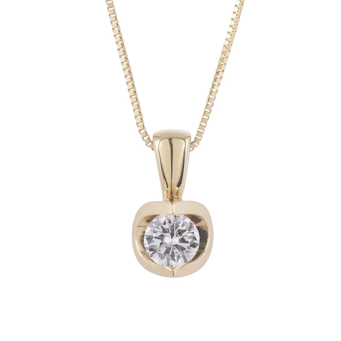 Lab Grown Round Cut Excellent Brilliant 18ct Yellow Gold Diamond Pendant 1