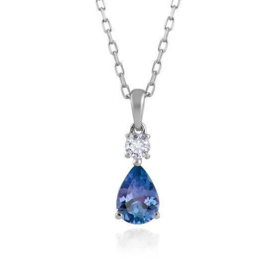 Lab-Grown Fancy Intense Blue Pear-Cut Excellent Brilliant Diamond Pendant 1