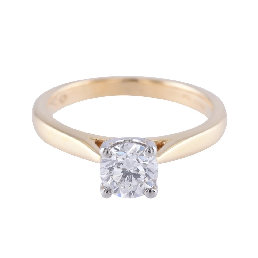 18ct Yellow Gold Round Brilliant Cut Lab Grown Excellent VVS1 Clarity Diamond Ring 1