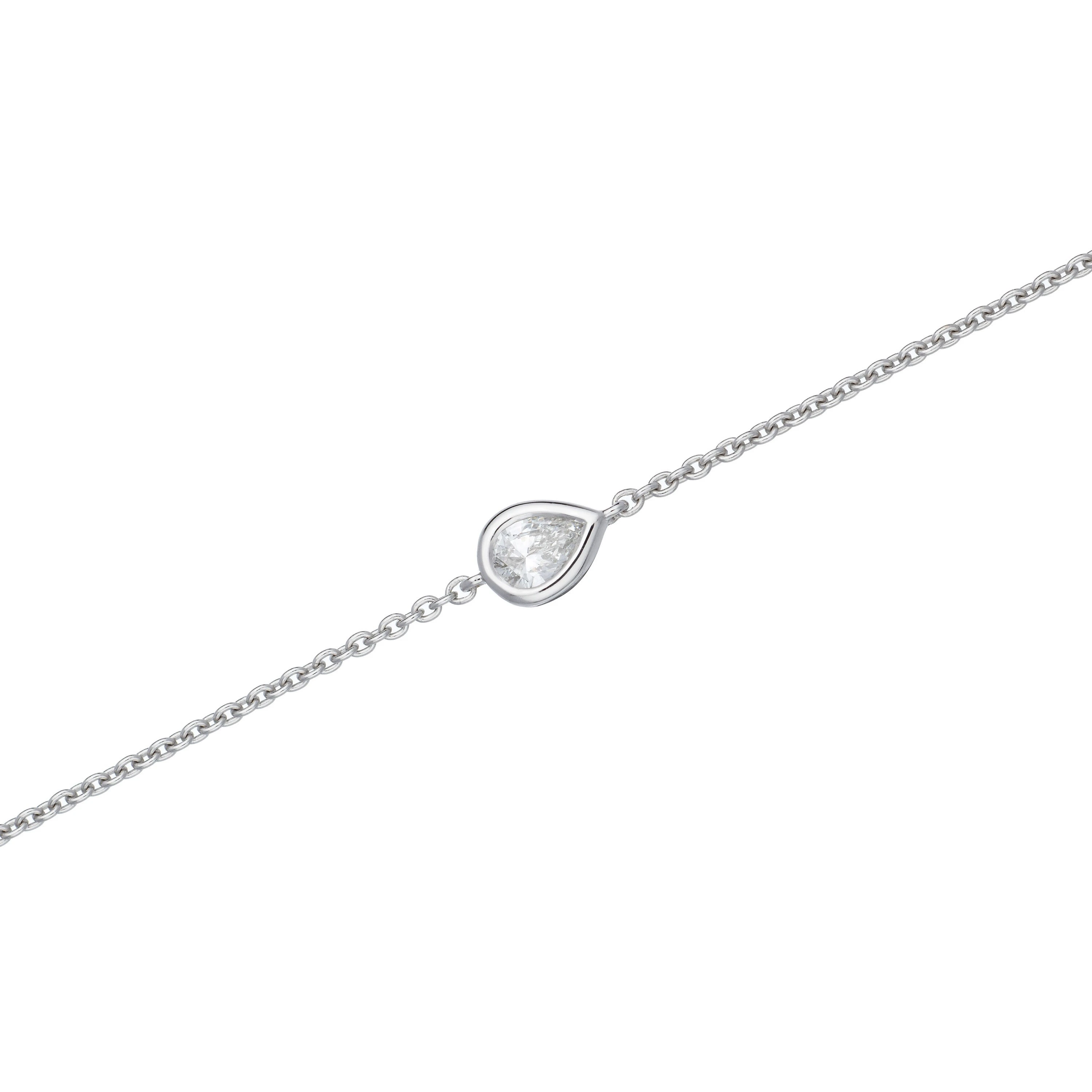 Lab Grown Excellent Brilliant Pear Cut VVS1 Clarity Diamond Bracelet With 18ct White Gold 1