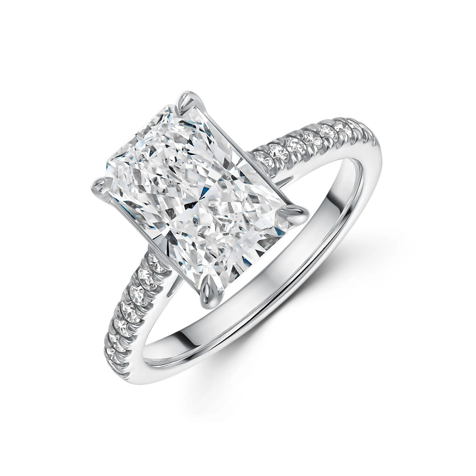 Platinum Lab Grown Excellent Brilliant VS1 Clarity Radiant Cut Diamond Engaged Ring 1