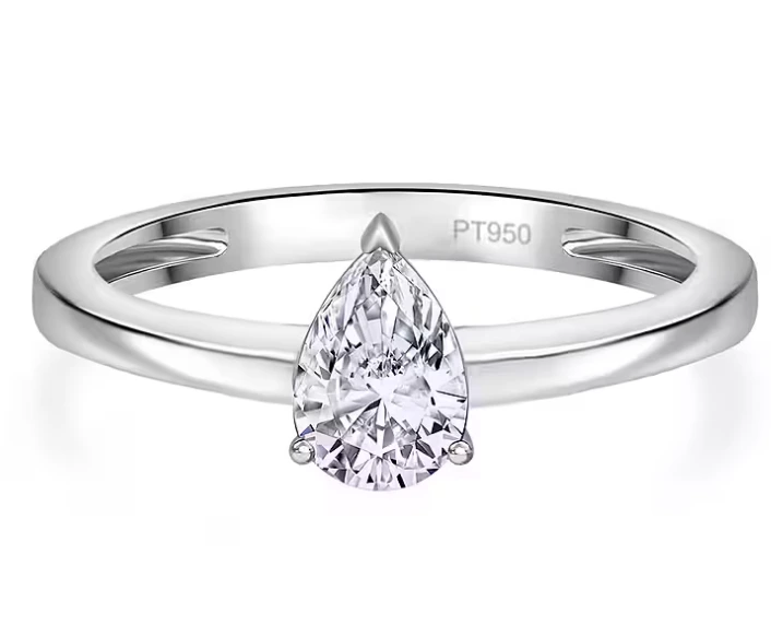 Lab Grown Pear Cut Diamond Engagement Ring in Platinum With IGI Certified 1