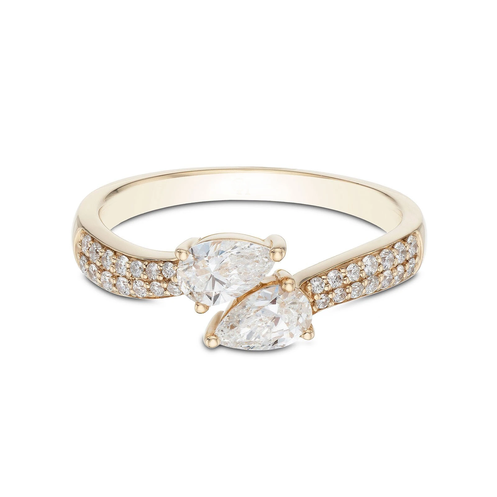 18K Yellow Gold Classical Two Stones Lab Grown Diamond Ring For Engagement 1