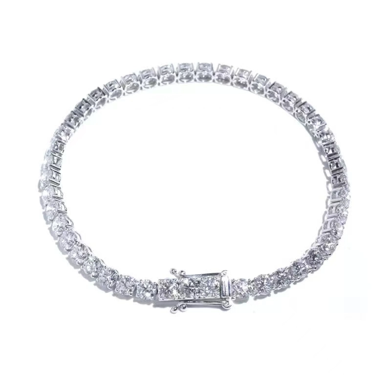 Excellent Lab Grown VVS Clarity Round Brilliant Cut Diamond Tennis Bracelet 1