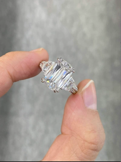 18K White Gold Ashoka Cut Engagement Ring 1