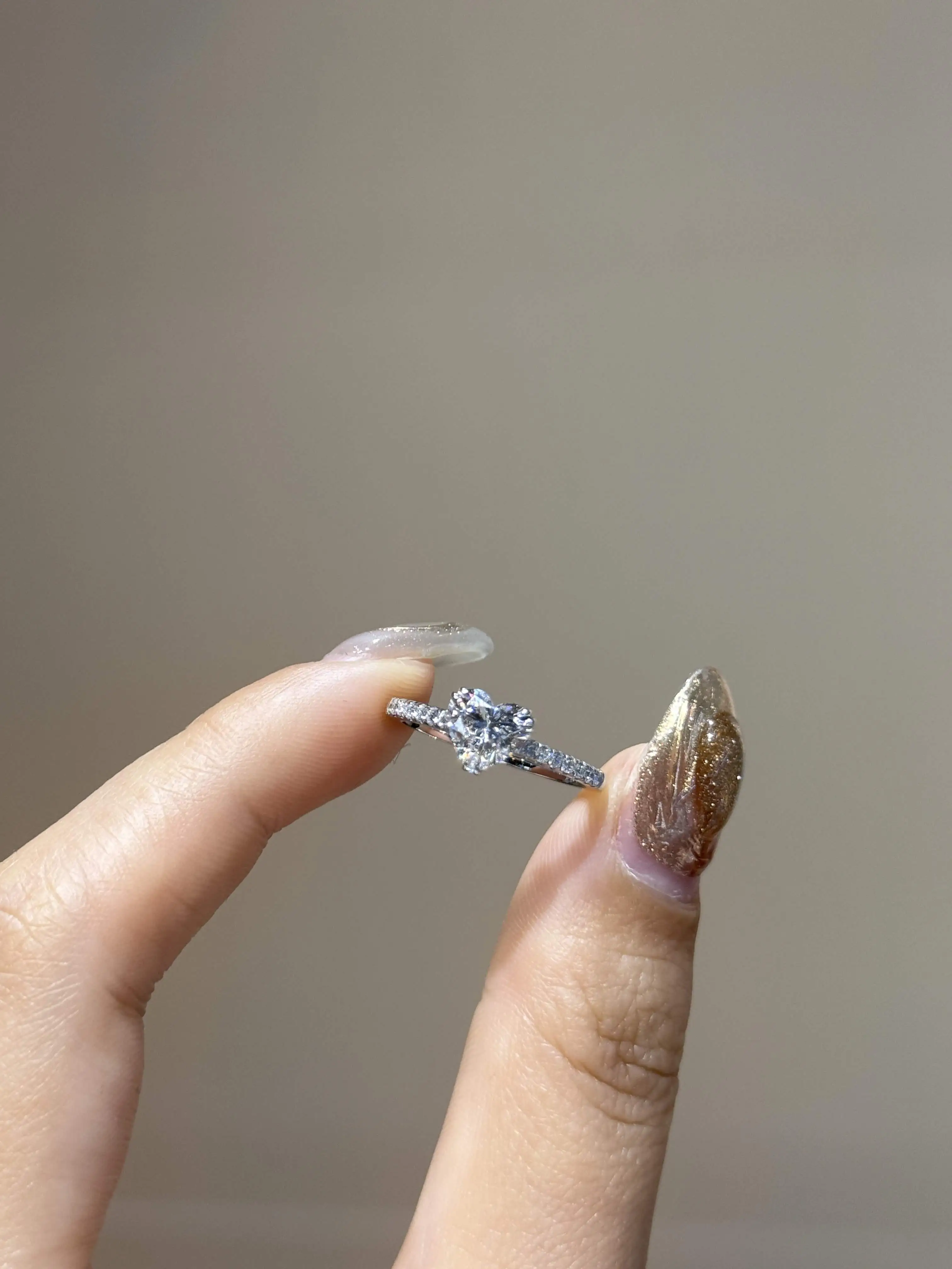 18K Yellow Gold 1ct Heart cutting Lab Diamond Ring  with diamonds Pave the way 1