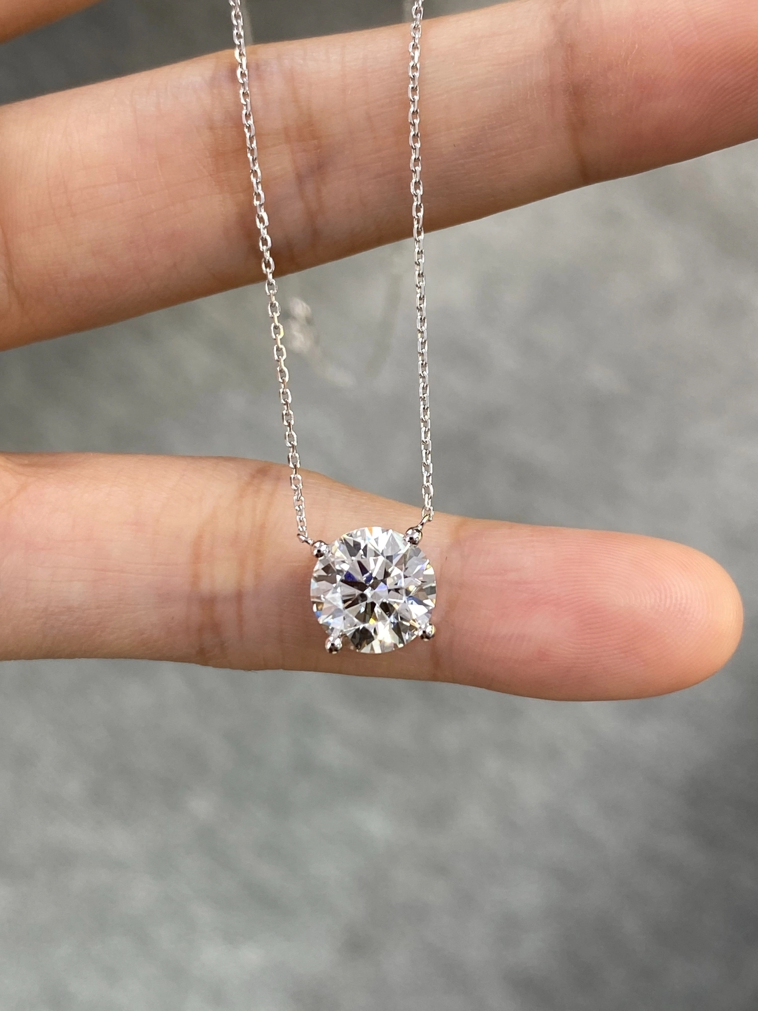 Customized Lab Diamond Solitaire 2.23ct Necklace 18K White Gold VS 1