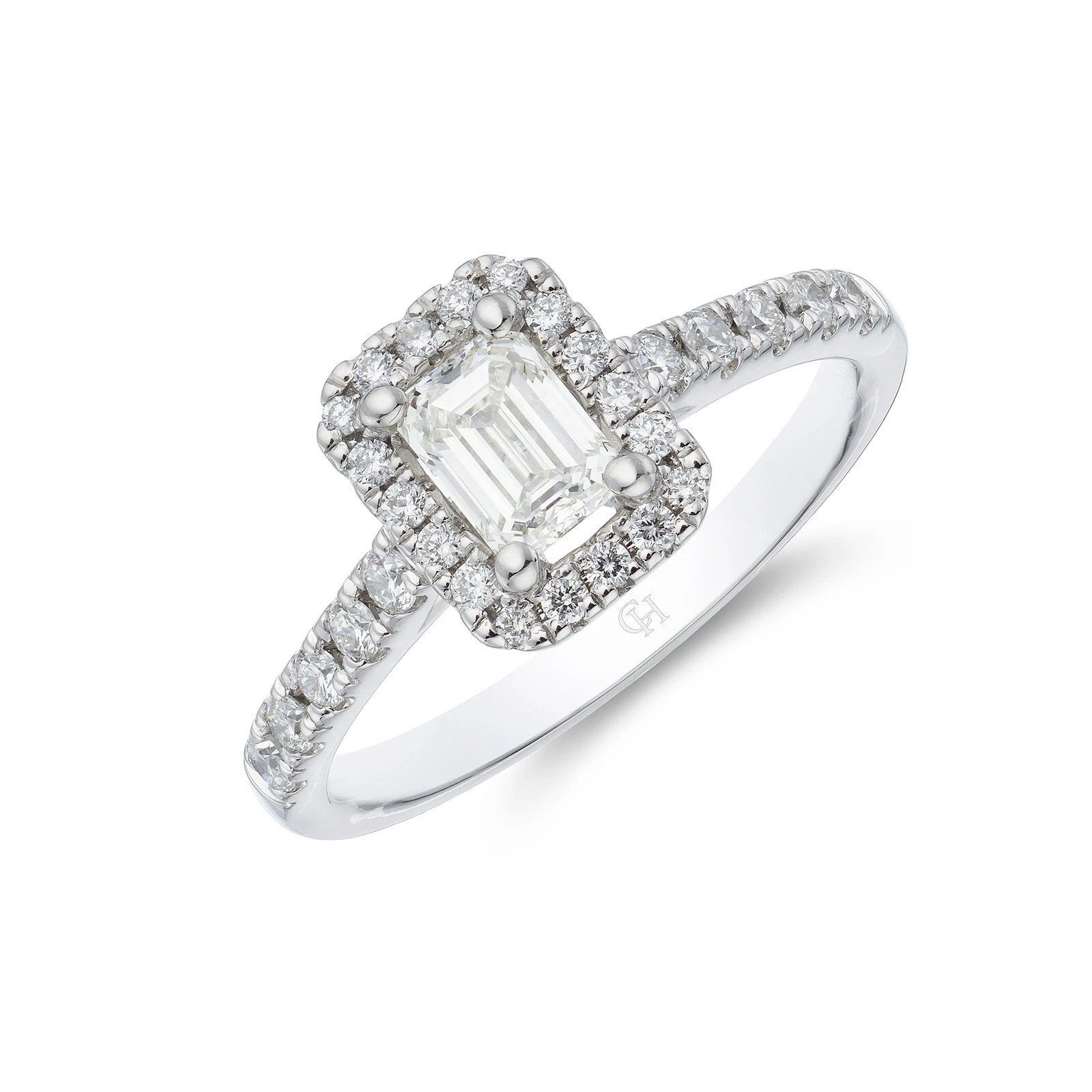 Platinum Luxurious Brilliant Lab Grown Excellent Emerald Cut Diamond Engagement Ring 1