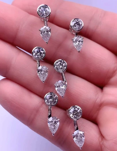 1.024ct Round&Pear Shaped Earrings For Women 1