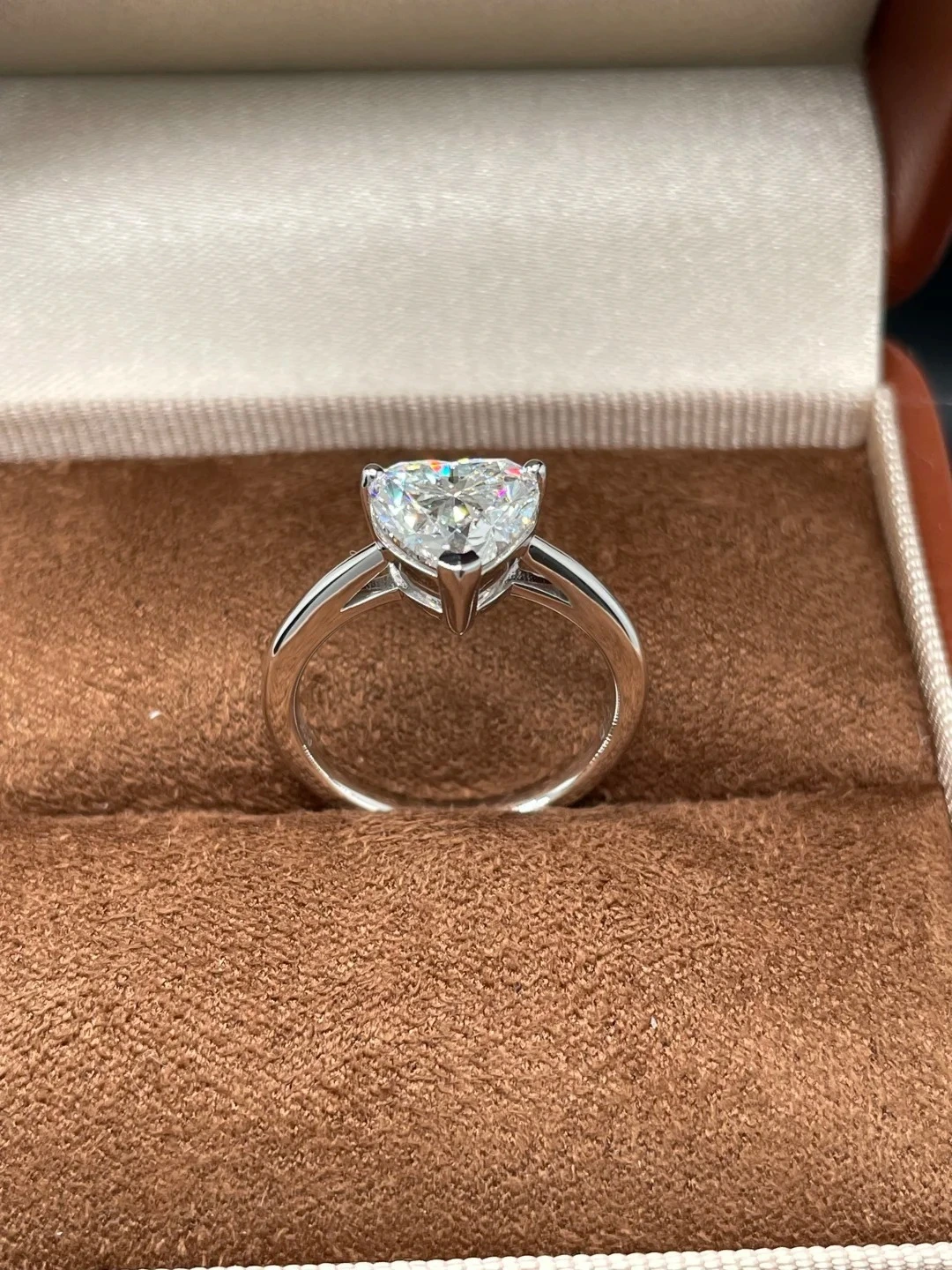 Heart-shaped cut laboratory-grown diamond engagement ring, 18K white wedding band 1