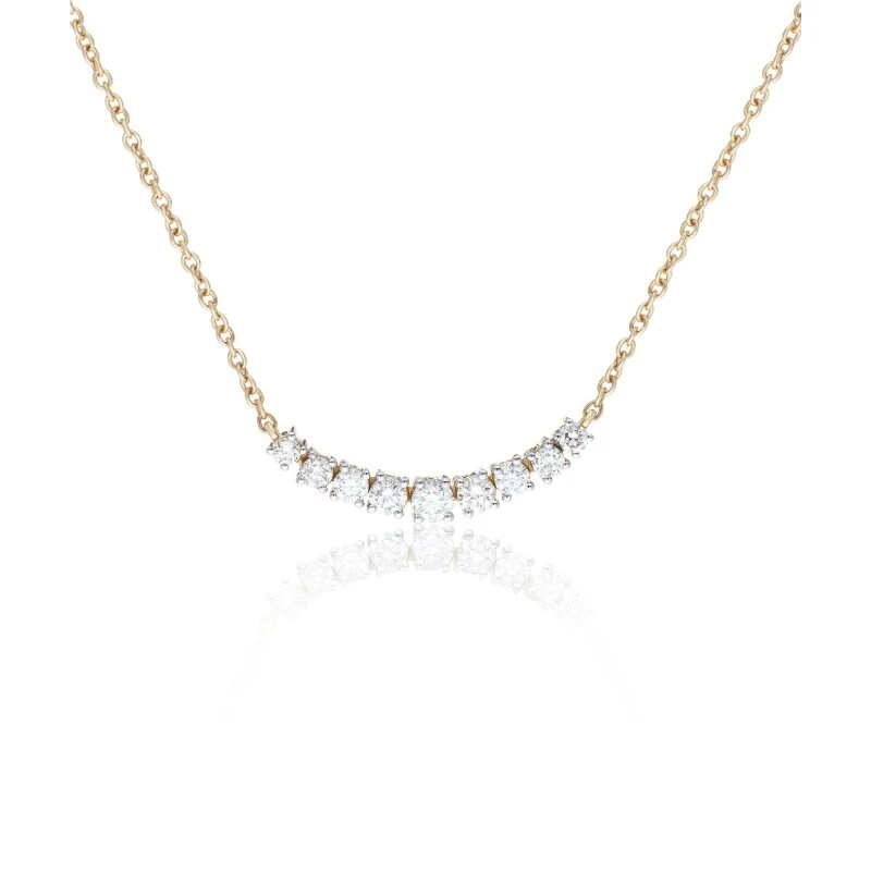 18ct Yellow Gold Lab Grown Round Brilliant Cut Diamond Smile Necklace 1