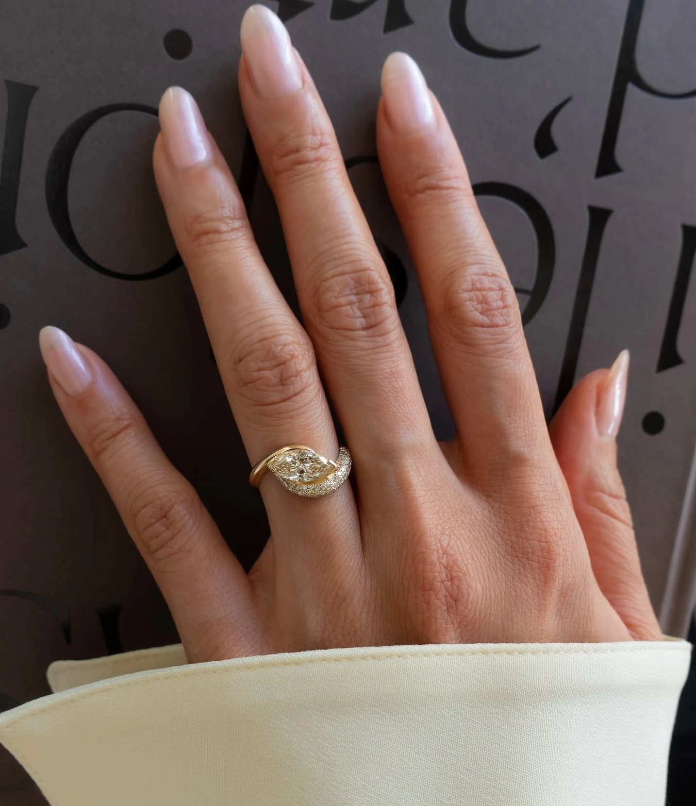 ZKZ Custom Fine Jewelry Special Design 18K Yellow Gold Lab Grown Diamond Pear Ring For Women 1